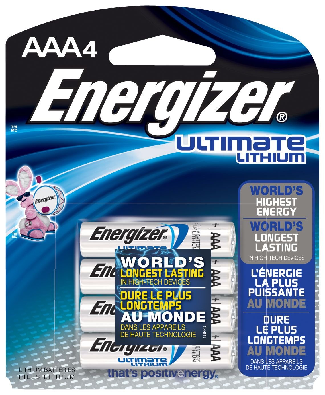 Energizer L92Bp 4 Ultimate Lithium Aaa Batteries, Worlds Longest Lasting Aaa Battery In High Tech Devices (4 Pack)