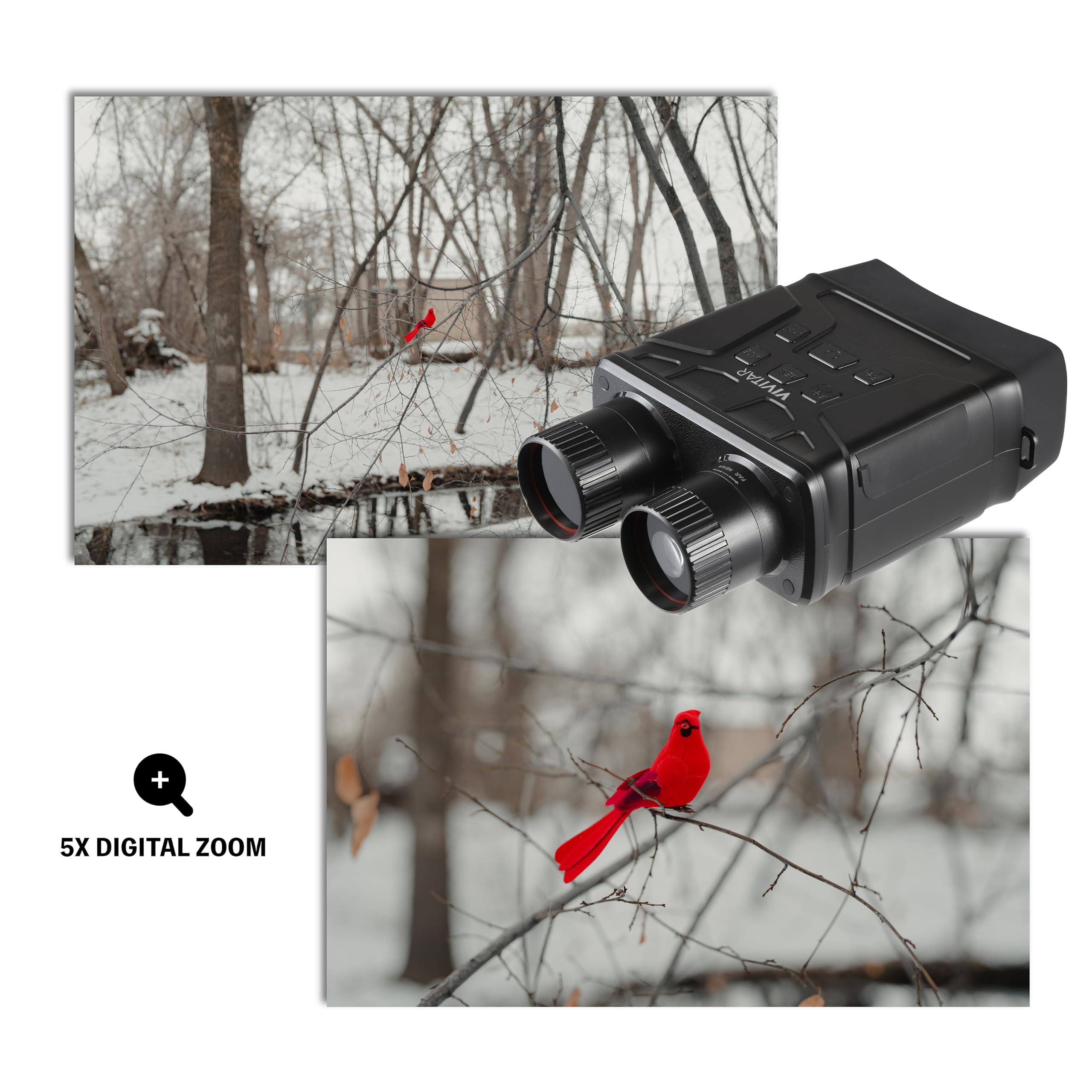 Vivitar Night Vision Binoculars Camera, 4X Optical Magnification, 2.7'' Full High Definition Lcd Display, 300M/ 985Ft Infrared D