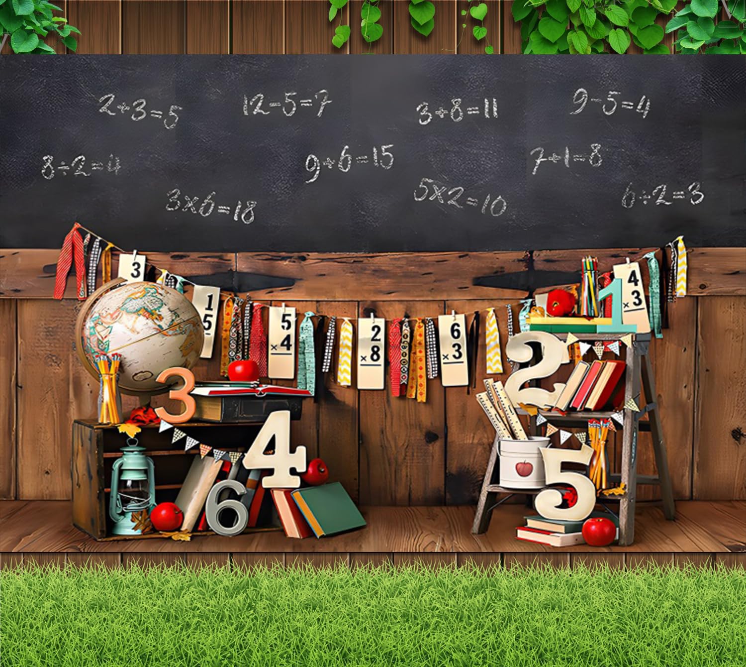 7X5Ft Back To School Backdrop For Photography Vintage Classroom Math Problem On Blackboard Background Classmate Teachers Student