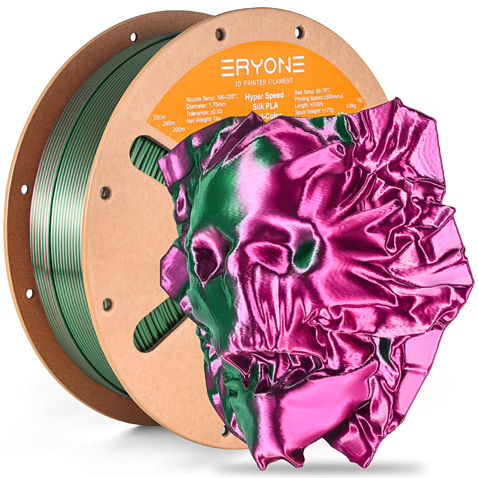 ERYONE Silk Filament PLA+ 1.75mm Shiny 3D Printer Filament, Multicolor PLA 2 in 1, 1kg (2.2LBS)/Spool, HS Silk Dual Color Red & 