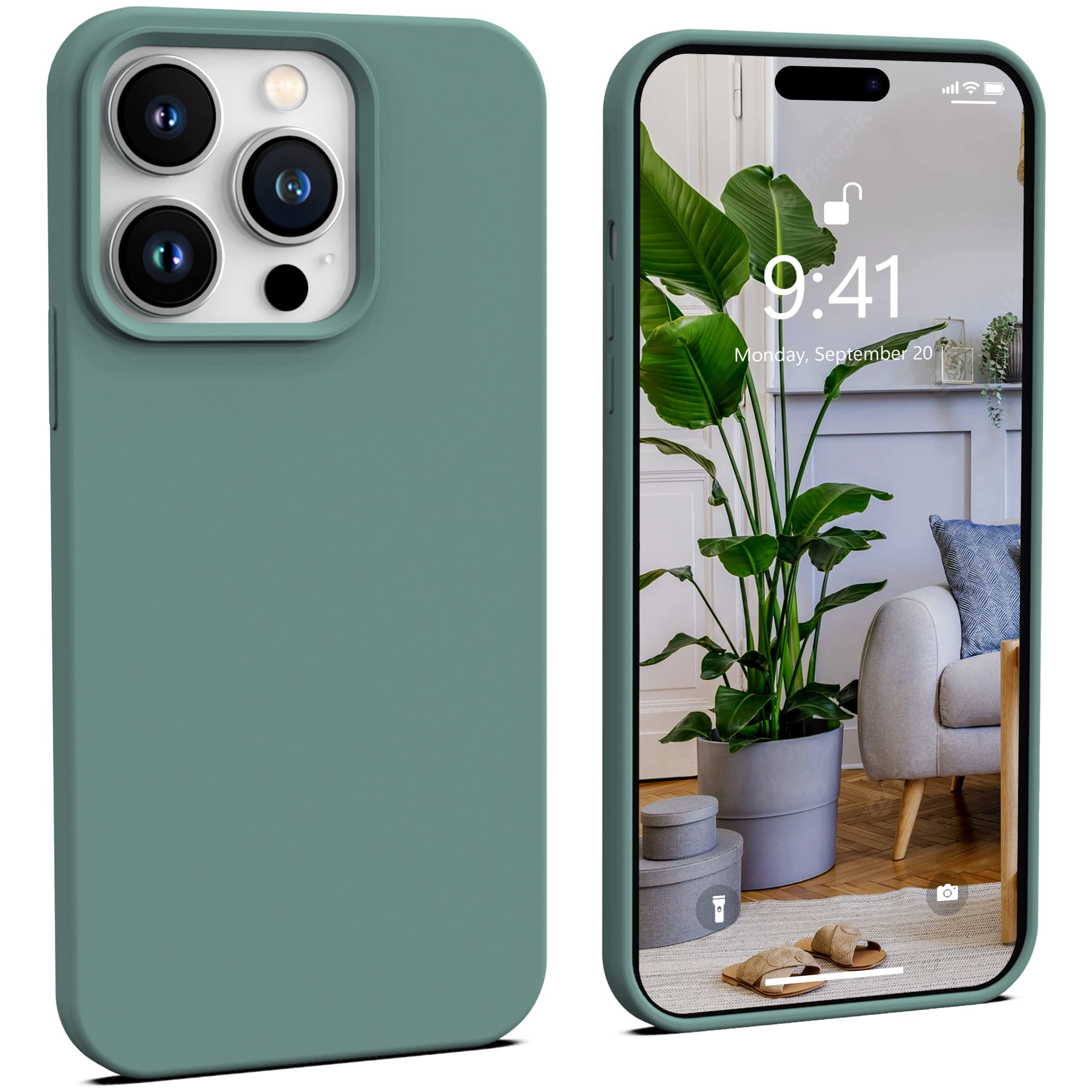 Icesword Iphone 14 Pro Case Pine Green (2022), Liquid Silicone Case Phone Cover Slim Protective, Soft Anti Scratch Microfiber Li