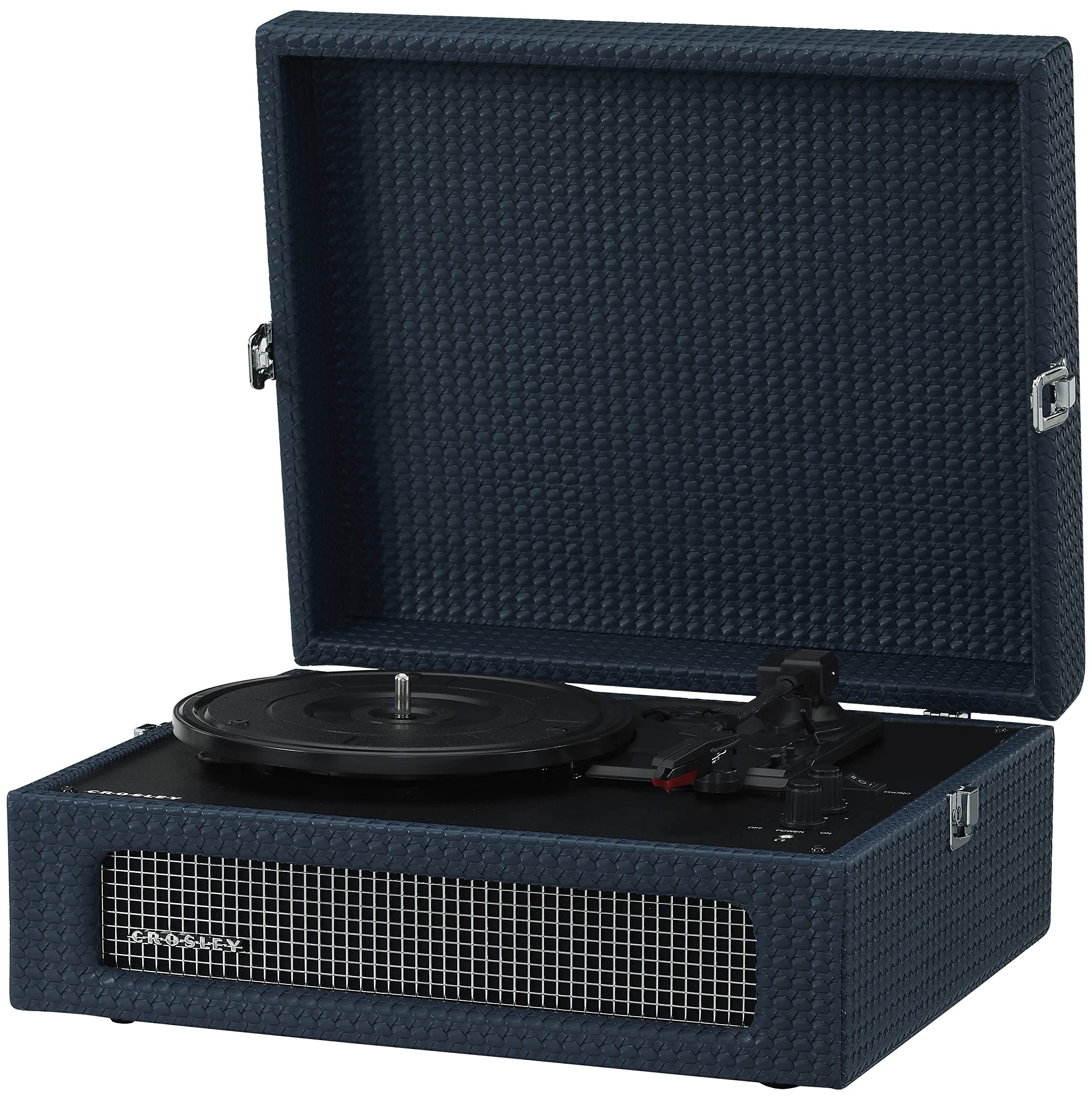 Crosley Cr8017B Ny Voyager Vintage Portable Vinyl Record Player Turntable With Bluetooth In/Out And Built In Speakers, Navy
