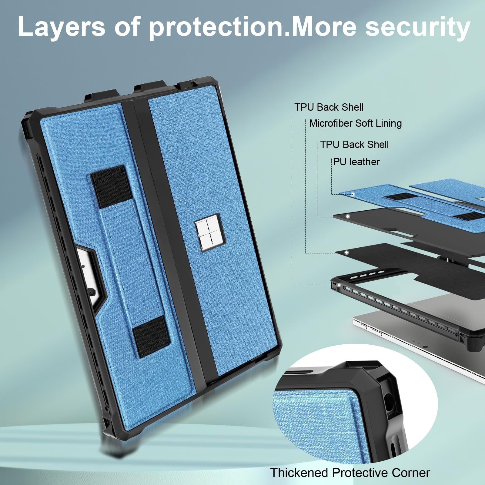 Case For 12.3'' Microsoft Surface Pro 7+/Pro 7/Pro 6/Pro 5/Pro 4/Pro Lte Protective Rugged Cover Case, With Stylus Pen Holder An