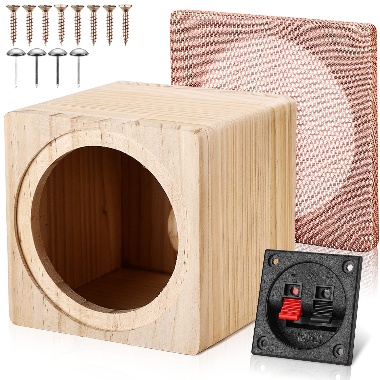 Facmogu 8In Ported Wooden Speaker Enclosure, Single Car Wood Speaker Enclosure With Sound Absorbing Cotton & Speaker Terminal Cup, Vented Speaker Box Enclosure