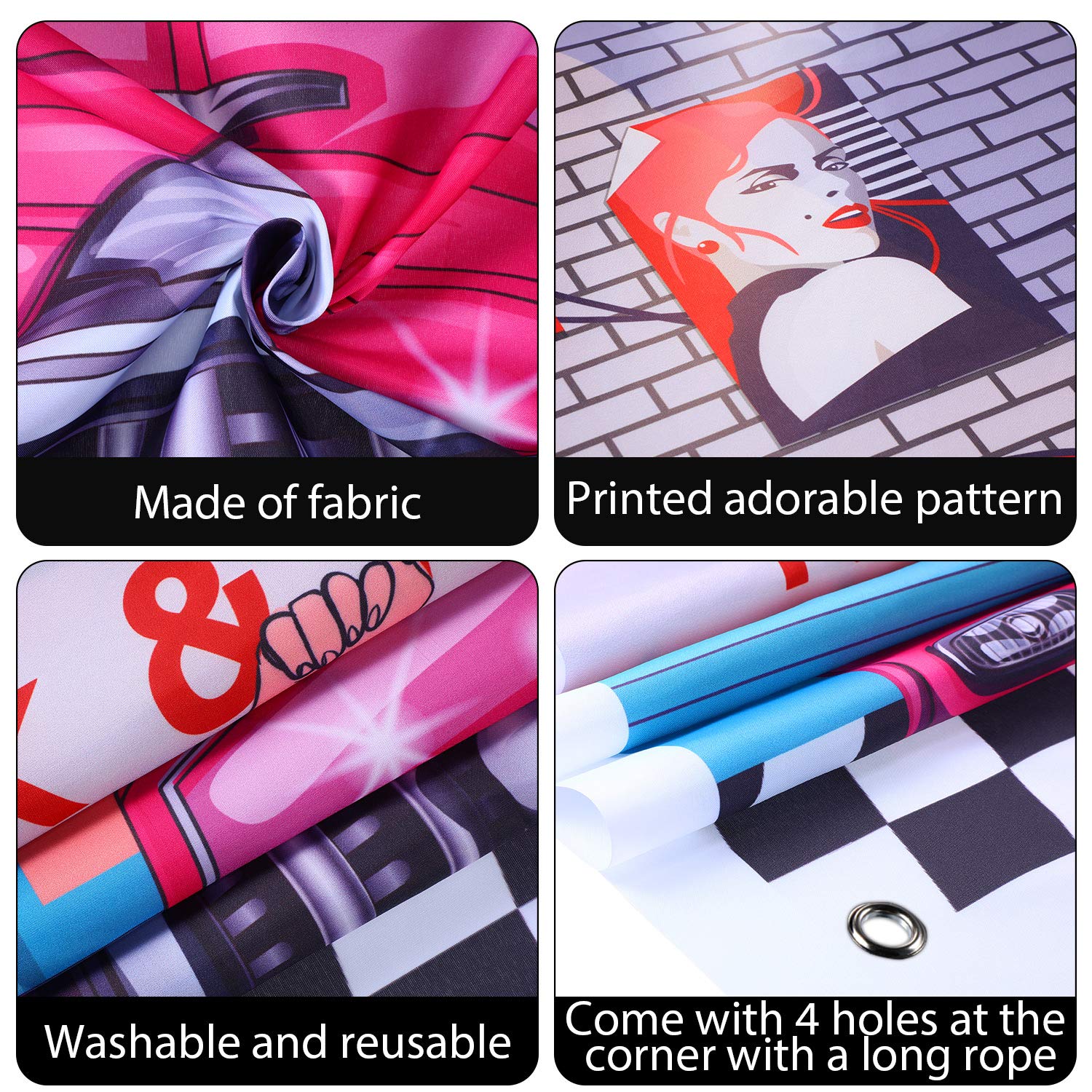 50'S Decorations 50'S Theme Party Rock And Roll Backdrop Banner Background Photo Booth Props For 1950'S Party Decoration