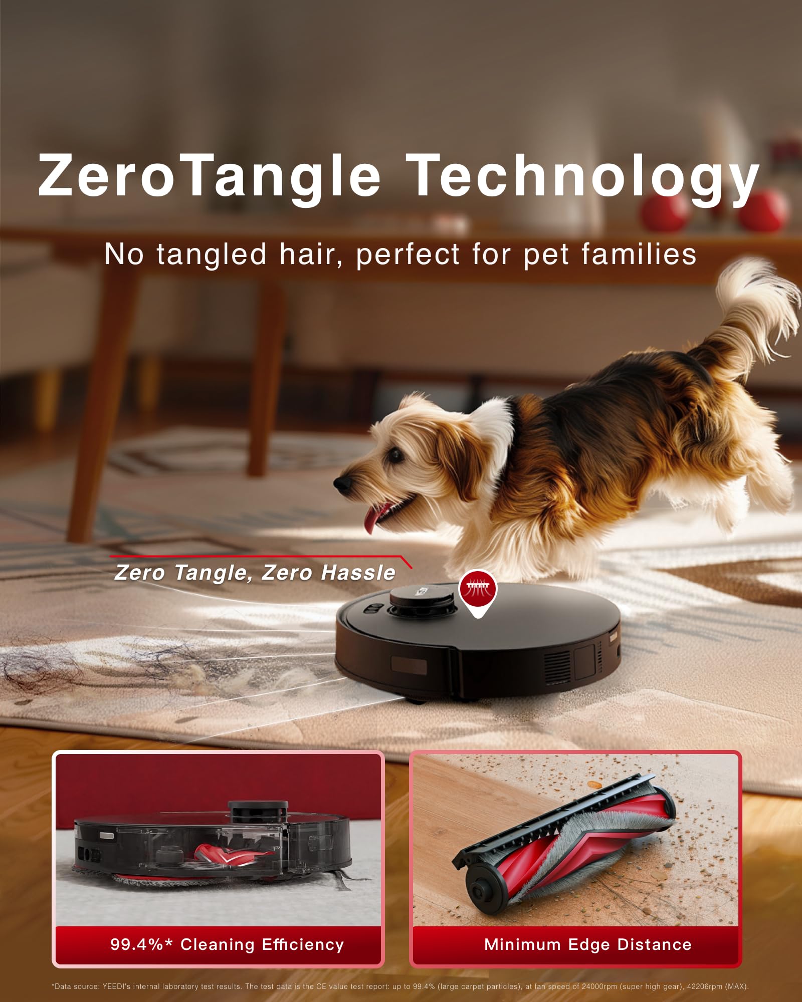 Yeedi M12 PRO+ Robot Vacuum and Mop - 11000Pa Suction, ZeroTangle, TruEdge Mopping, Auto Mop Wash, Black