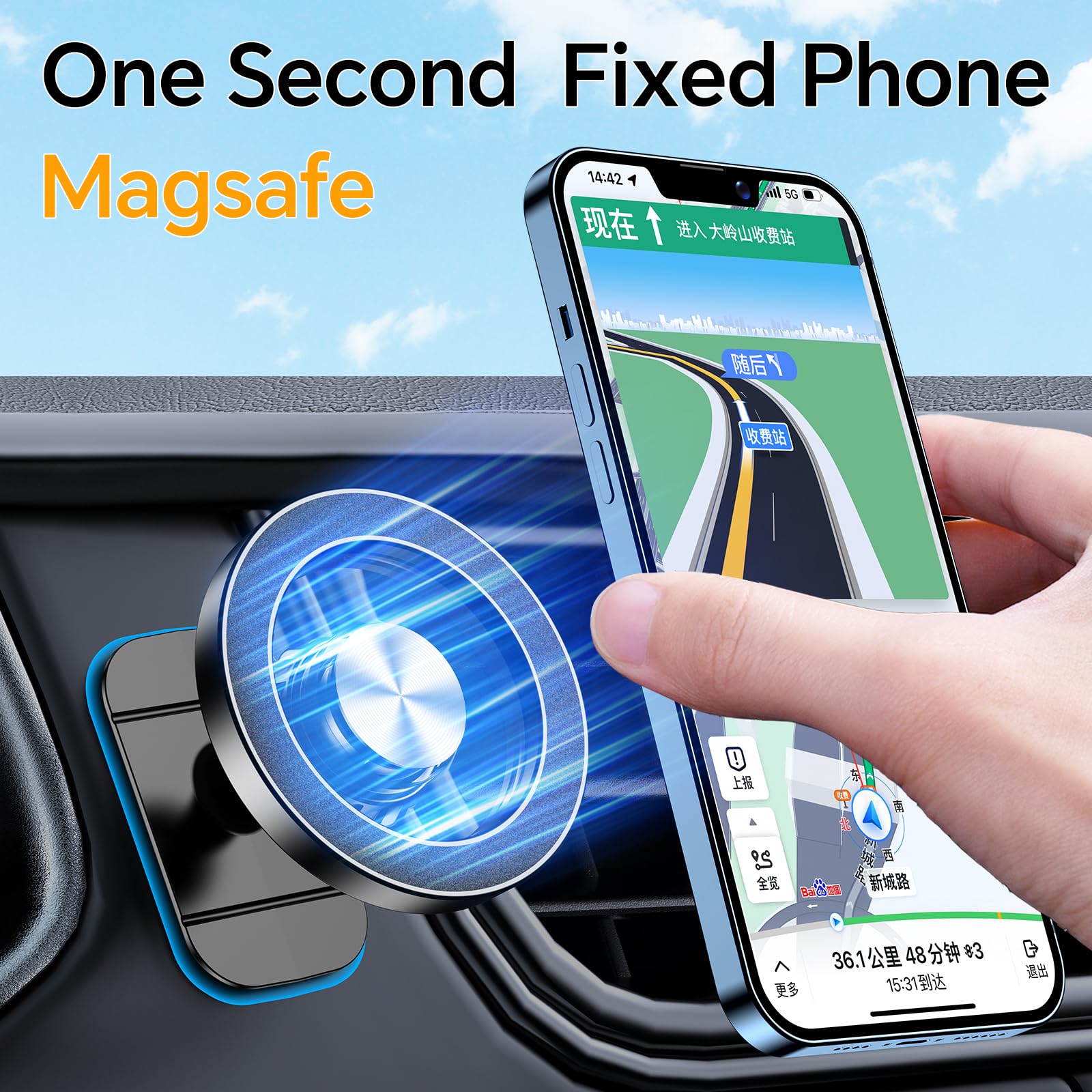 For Magsafe Car Mount?20 Strong Magnets?Magnetic Phone Holder For Car Dashboard?360 Rotation?Air Vent Car Phone Holder Mount Das