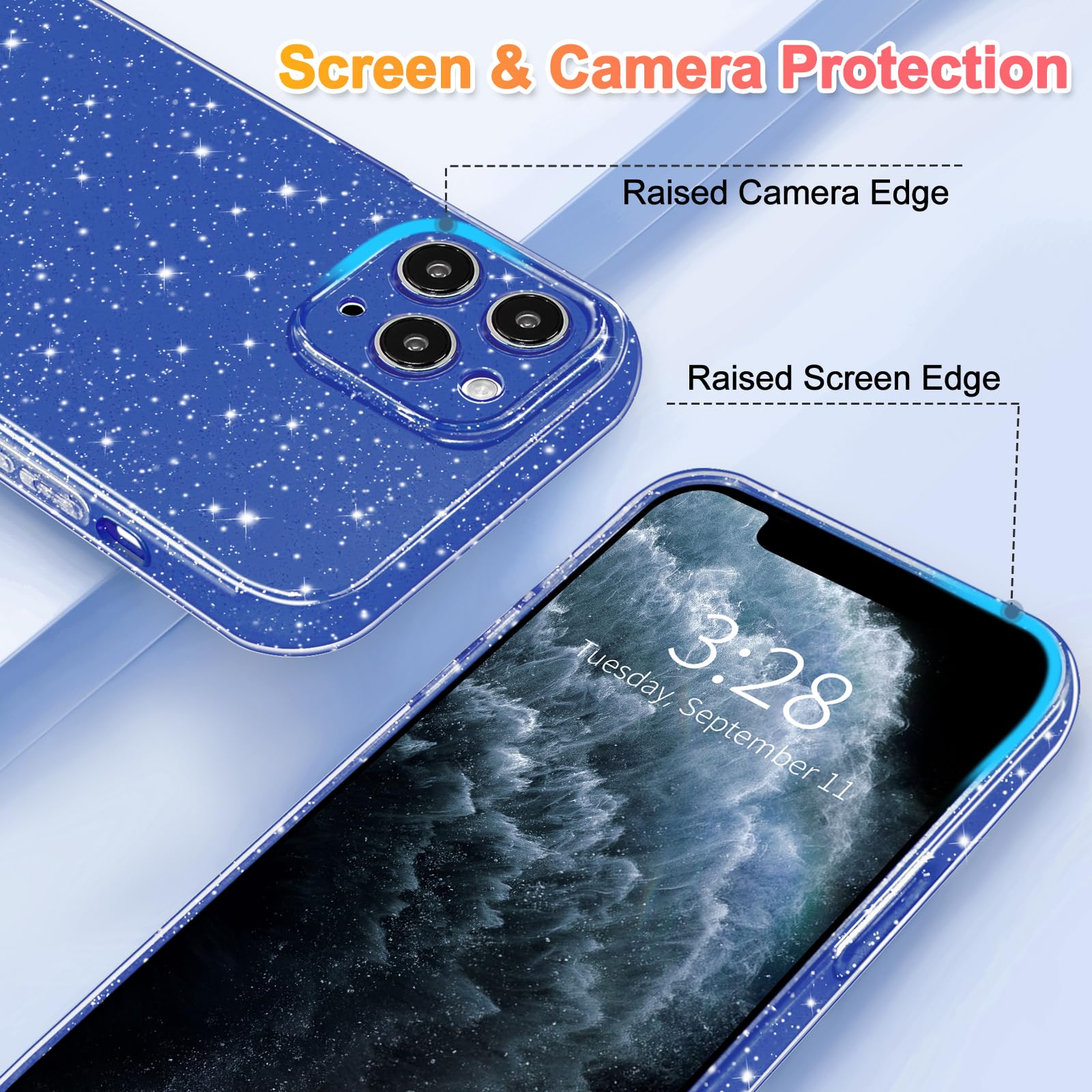 Hython Case For Iphone 11 Pro Case Glitter Cute Sparkly Shiny Bling Sparkle Phone Cases 5.8'', Thin Slim Fit Soft Tpu Bumper Sho