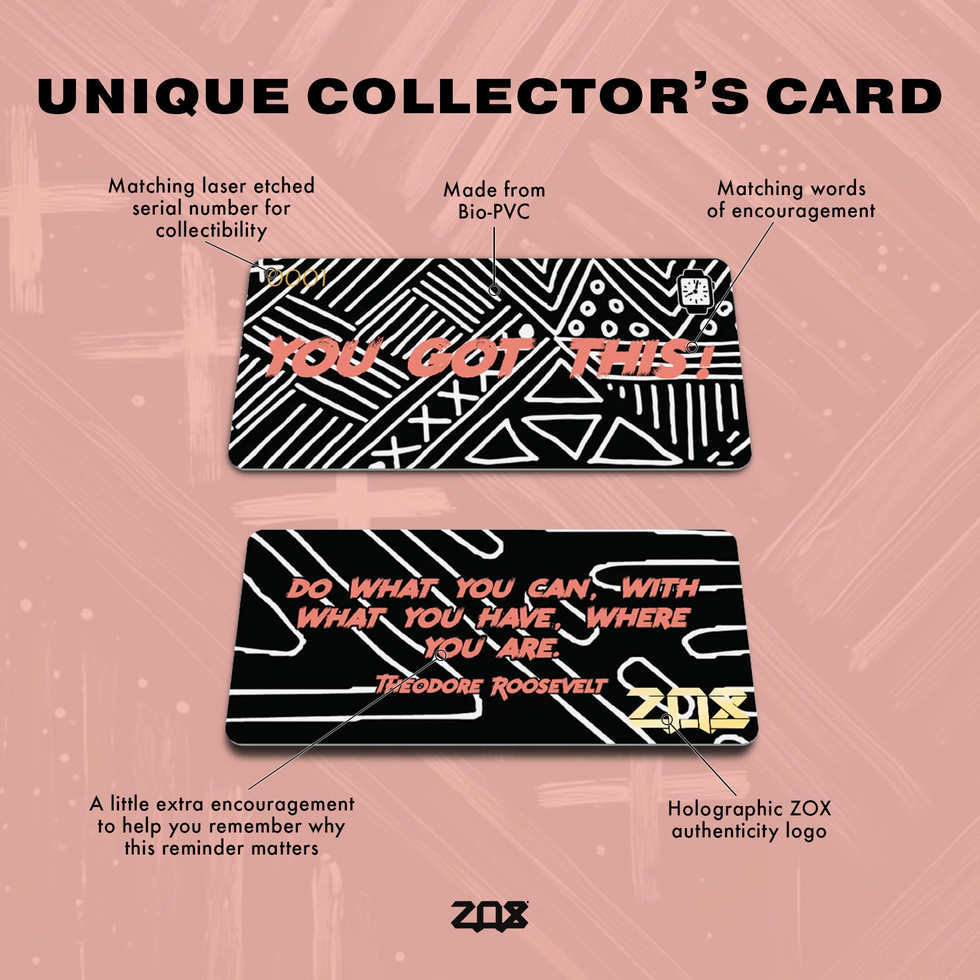 Zox Android Smart Watch Band - You Got This | Soft, Adjustable Elastic Band With Motivational Affirmations And Beautiful Artwork