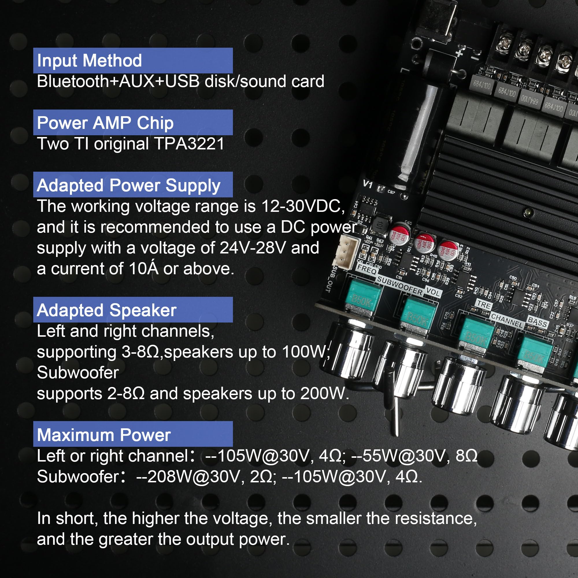 Zk St21 Tpa3221 Bluetooth Power Amplifier Board With Subwoofer 2.1 Channel 100W  2+200W, 12V 30V Audio Power Amplifier Module Wi