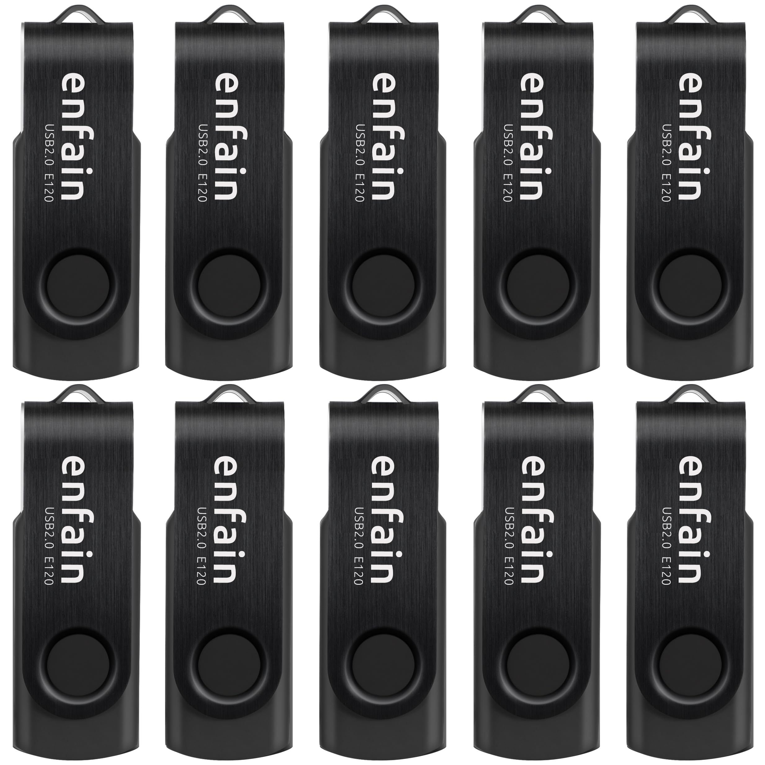 Enfain 10 Pack Of 32Gb Usb 3.0 Flash Drives Write Speed Up To 25Mb/S Read Speed Up To 90Mb/S (All Black)