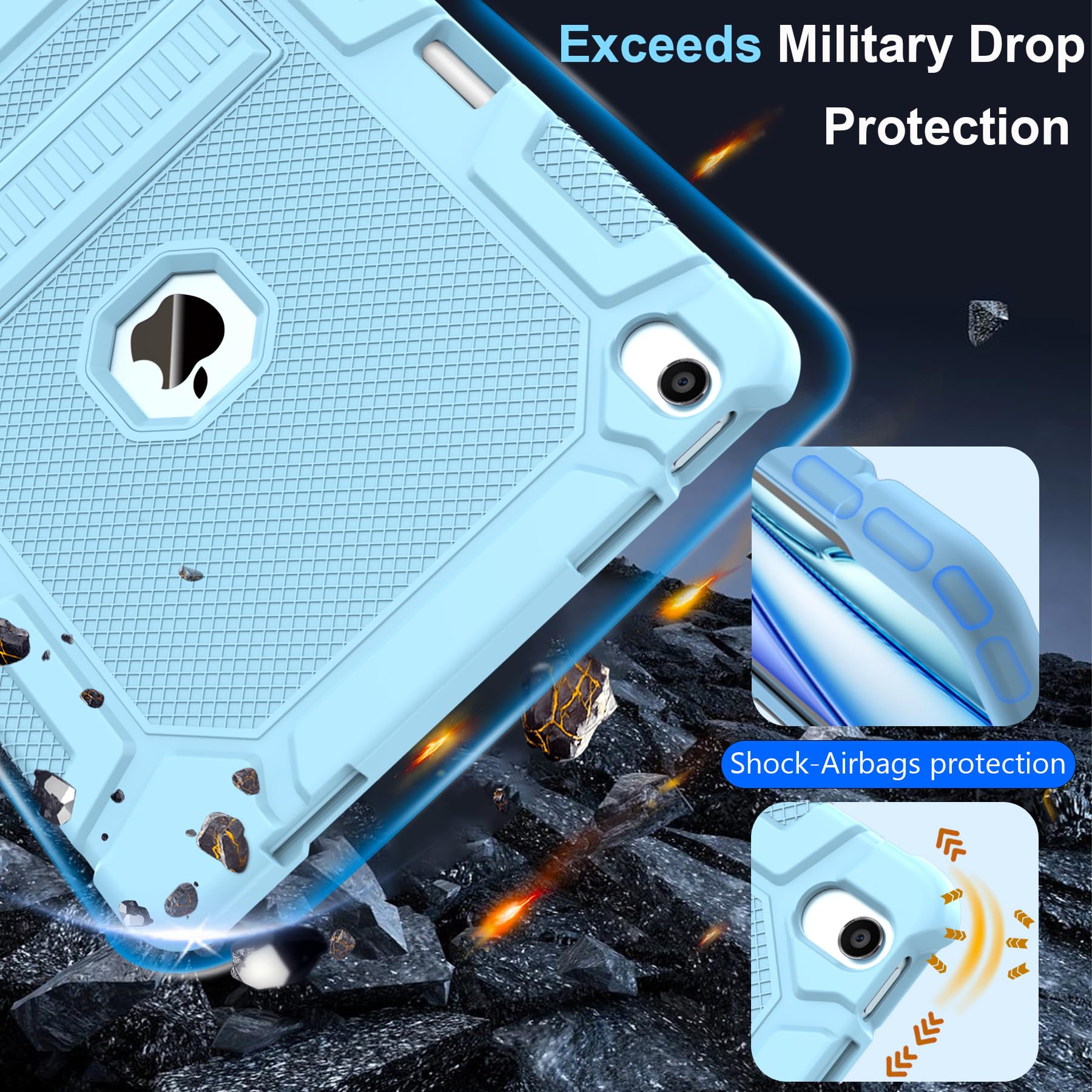 Rantice Case For Ipad Air 13 Inch M2 (2024), Hybrid Shockproof Rugged Drop Protective Case With Kickstand & Support Pencil Pro A