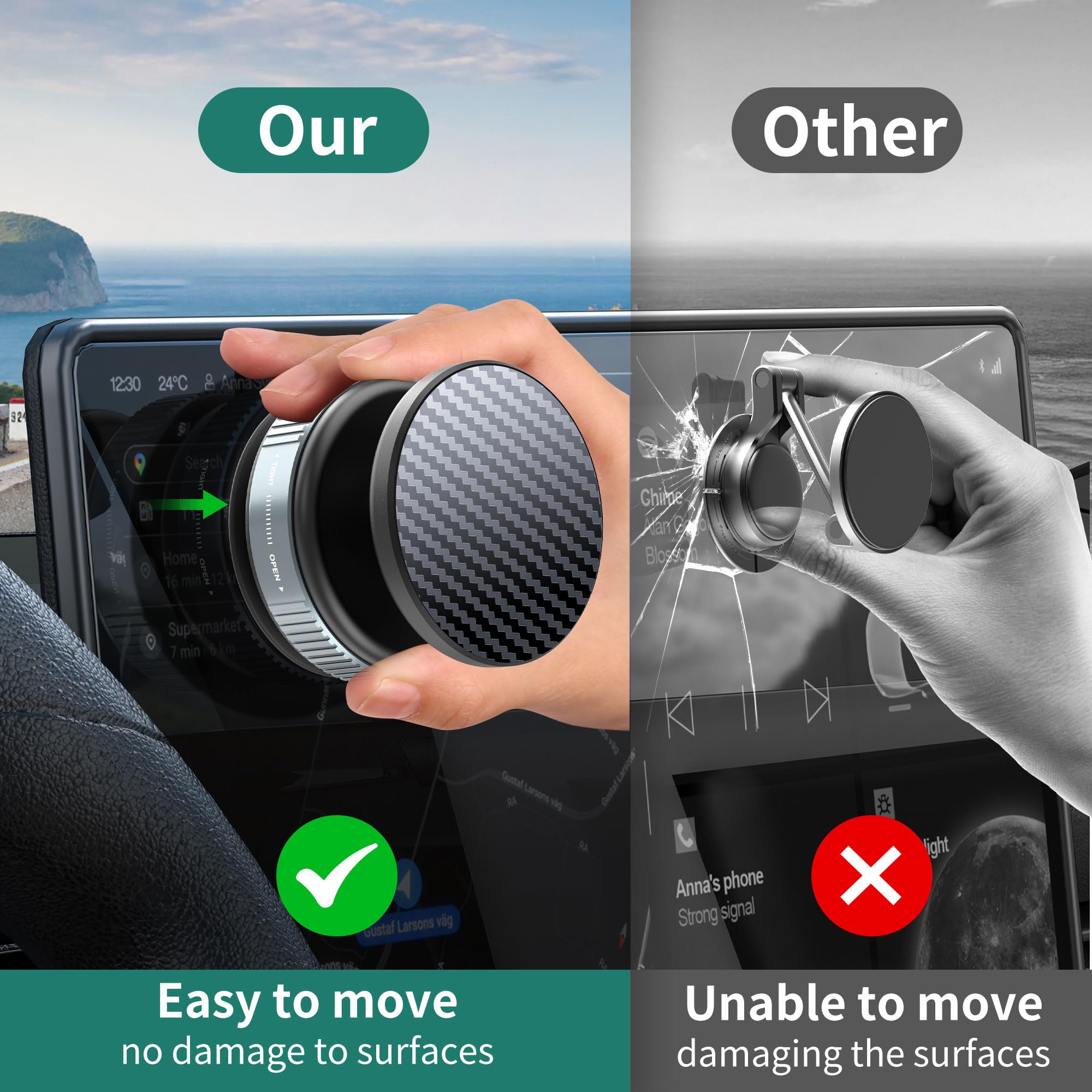 Homemount Vacuum Magnetic Phone Holder Stand For Magsafe, 2025 Upgraded Suction Cup Phone Mount, 360 Adjustable Magnetic Phone H