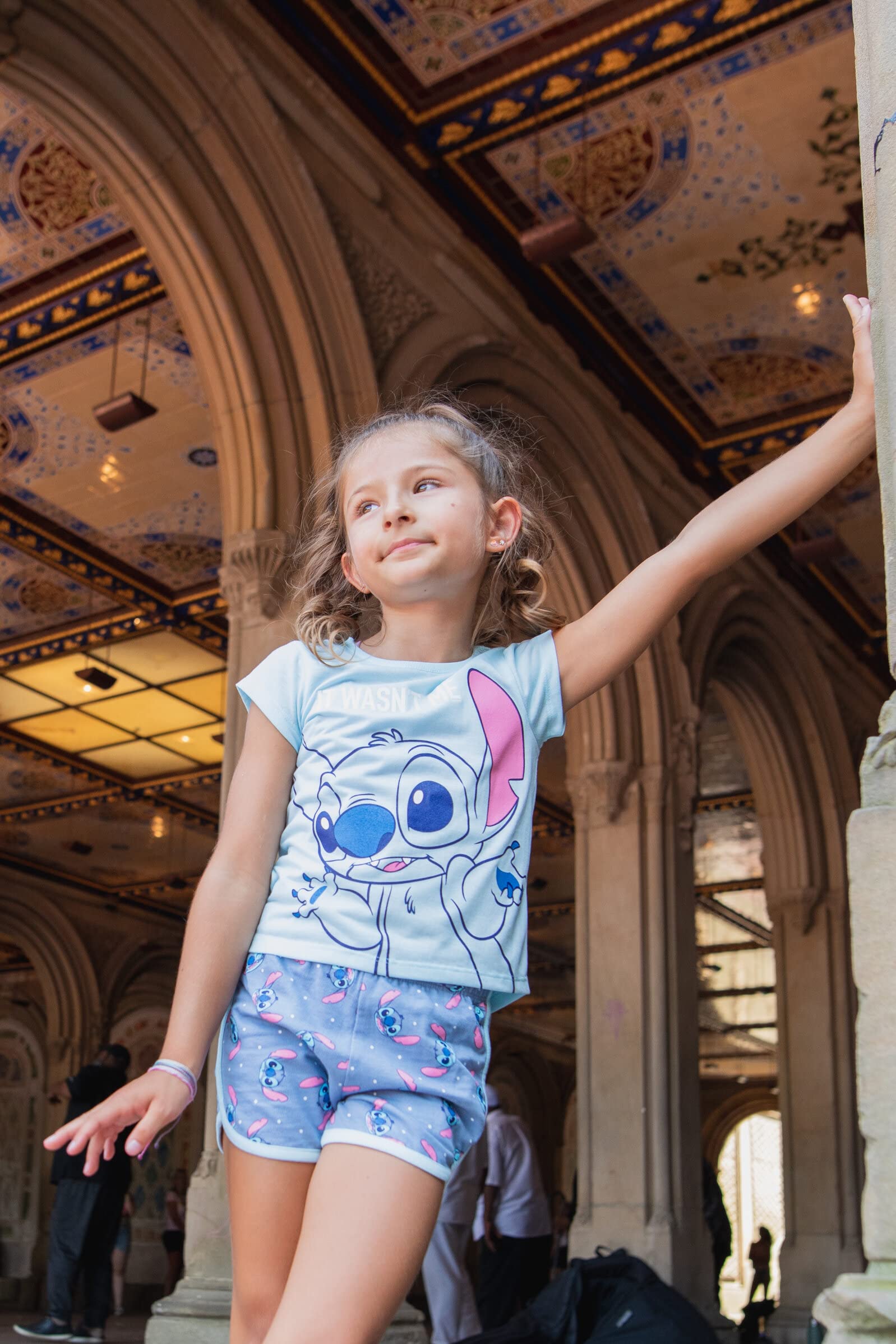 Disney Lilo & Stitch Big Girls T Shirt And French Terry Shorts Outfit Set Blue 10 12