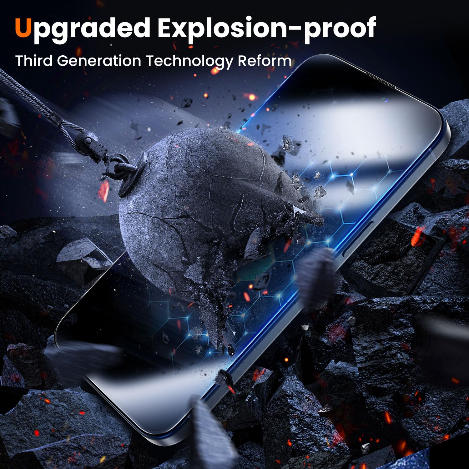 Uniqueme For Iphone 15 Pro Max Screen Protector, [Military Grade Shatterproof & 9H+ Hardness] Screen Protector 15 Pro Max Temper