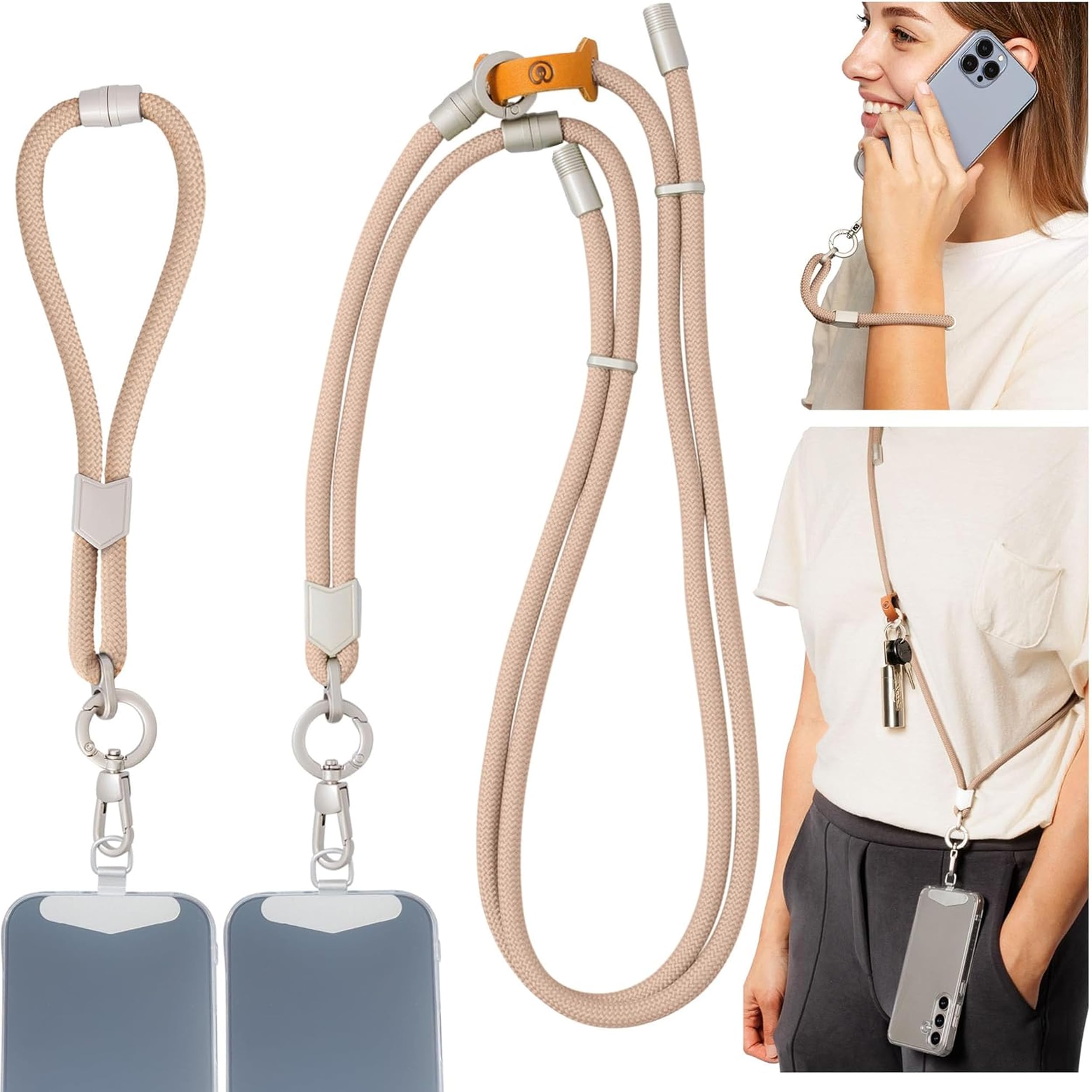 Pulpo 2 in 1 Anti Theft Phone Lanyard and Wrist Strap for iPhone and Android, Adjustable Cell Phone Leash and Universal Tether, 
