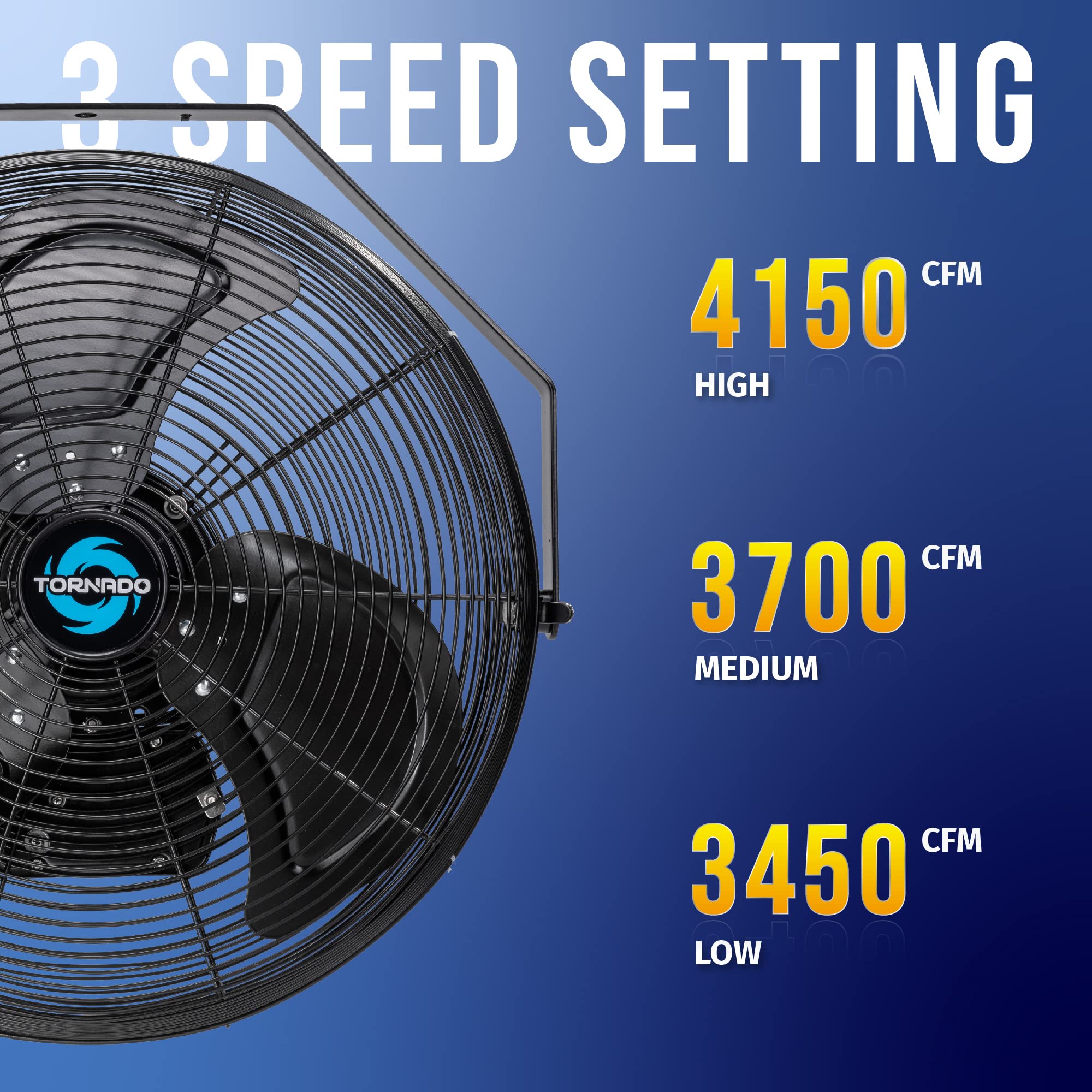 Tornado 18 Inch Outdoor Ipx4 Water-Resistant High Velocity Metal Industrial Wall Mount Fan For Commercial, Industrial, Residenti