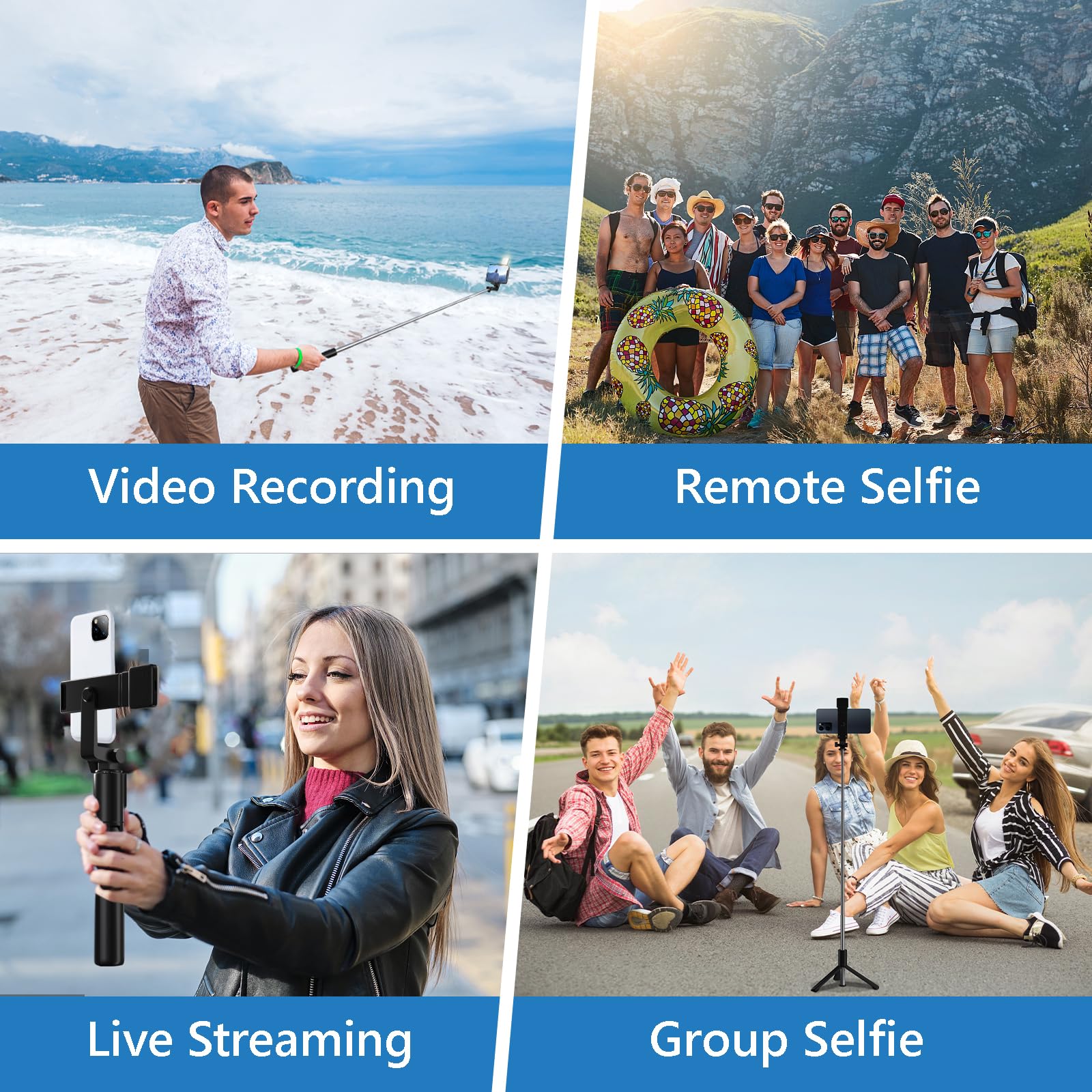 Selfie Stick, 40 In Retractable Phone Tripod With Wireless Remote Control & Light, Portable Selfie Stick Tripod For Photograph,