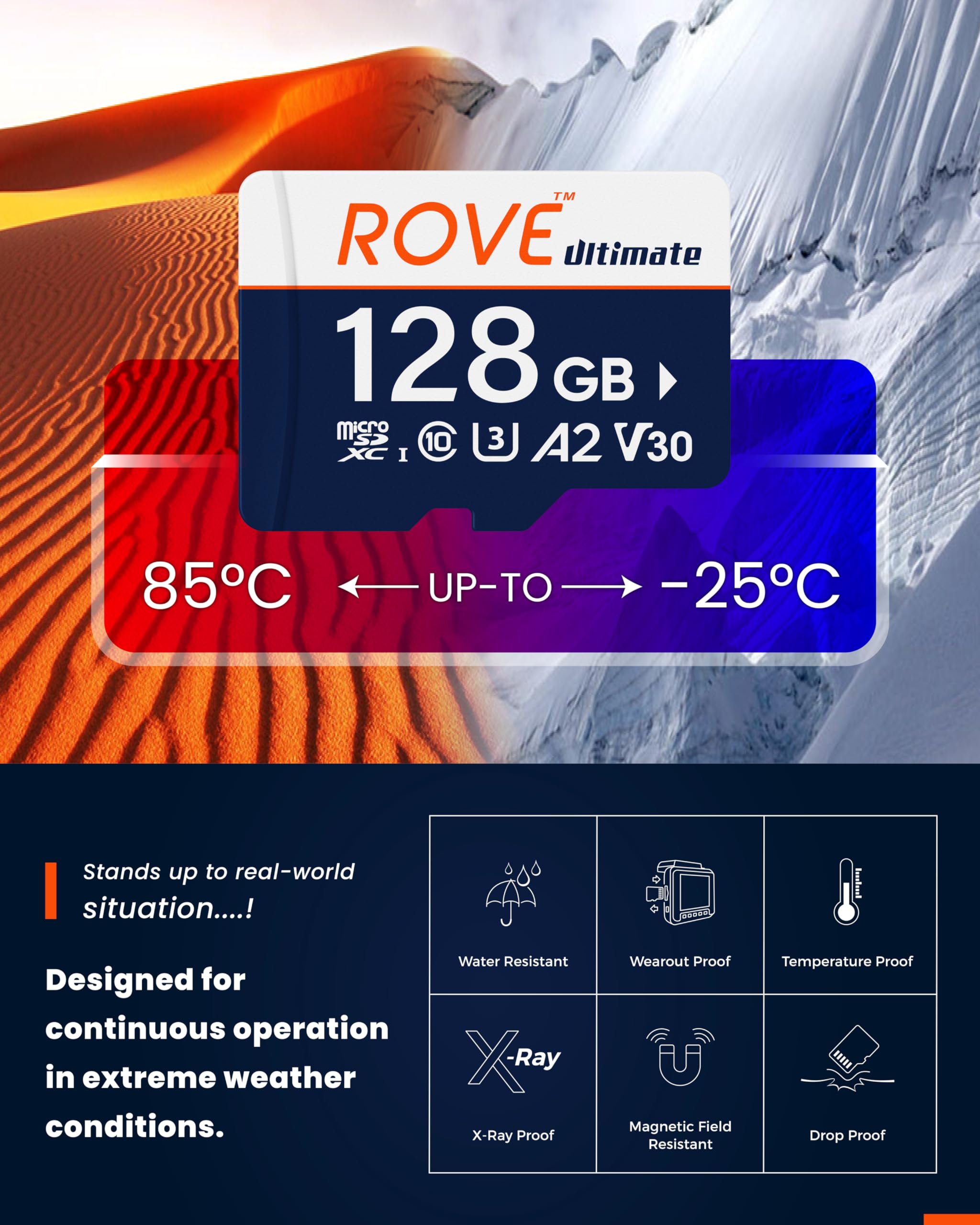 Rove Ultimate Micro Sd Card Microsdxc 128Gb Memory Card With Usb 3.2 Type C Card Reader 170Mb/S C10, U3, V30, 4K, A2 For Dash Ca