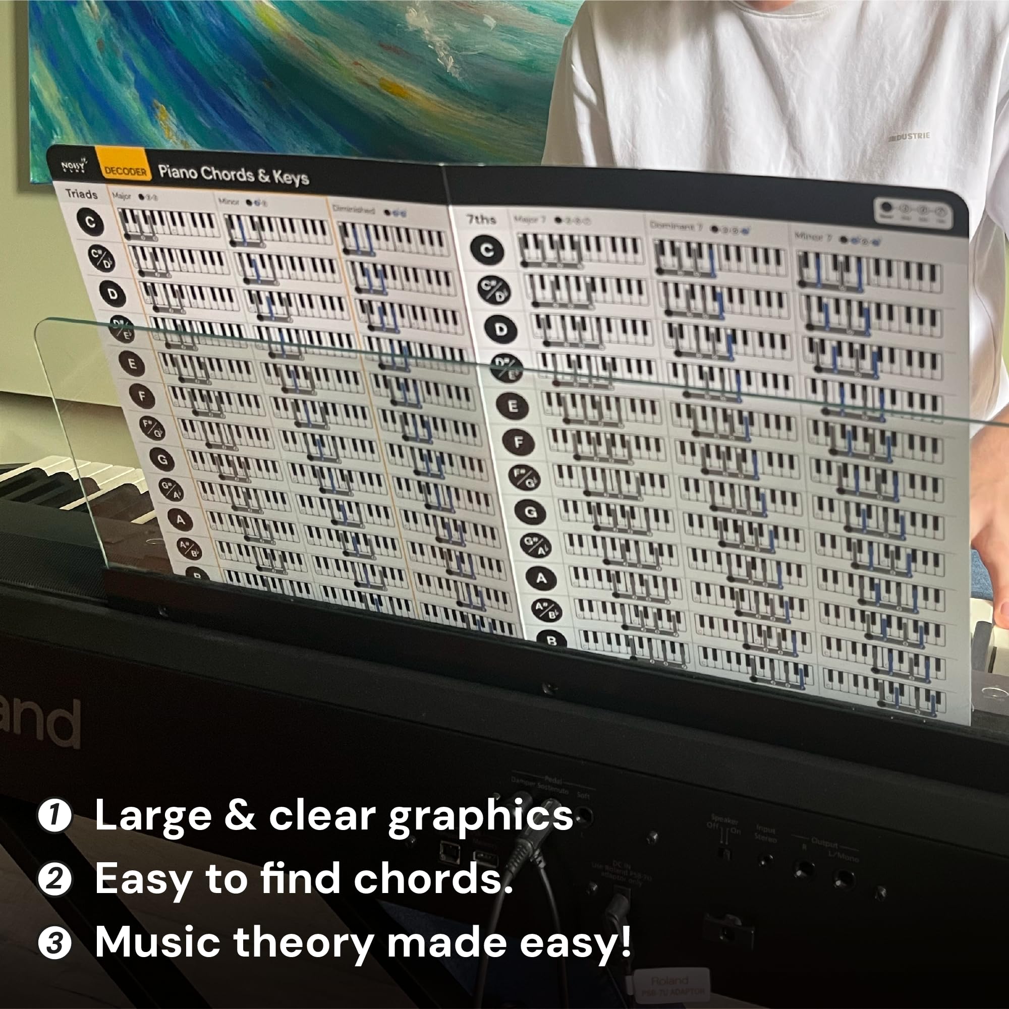 Noisy Clan Piano Chord Chart   Laminated Card Cheat Sheet   Fits In Your Music Folder   Large Diagrams To Learn Piano Chords & K