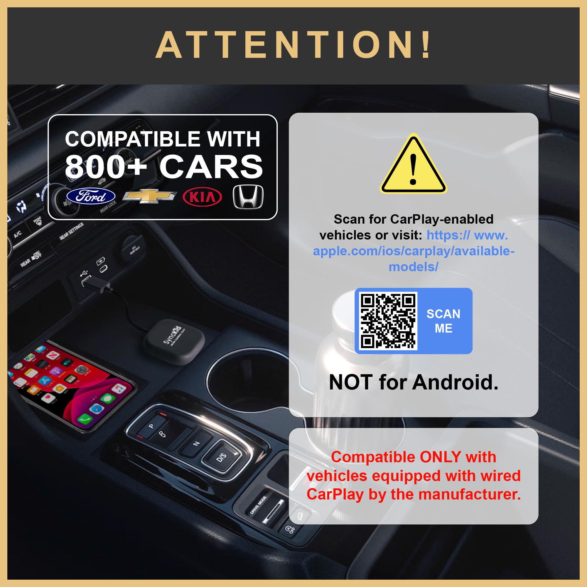 Synckid Upgraded Wireless Carplay Adapter Kit For Cars With Factory Wired Carplay   2024 Model W/Fastest Plug & Play, Auto Conne