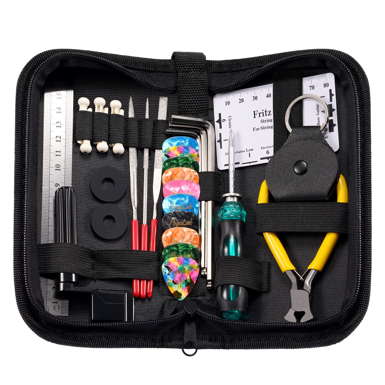 25Pcs Acoustic Guitar Accessories Kit, Pogolab Guitar Tool Changing Kit Including Bridge Pins, Bridge Saddle And Nut, Pin Puller