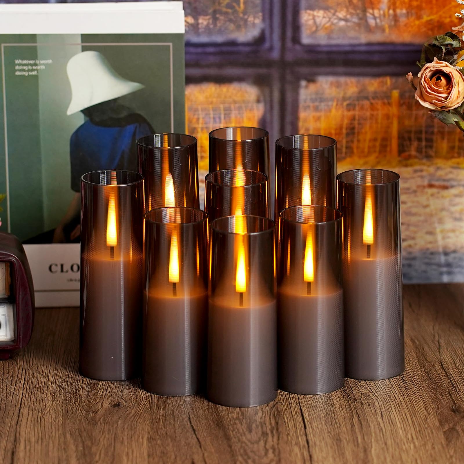 Sasigeiaa Flickering Flameless Candles,Battery Operated, Flameless Candles With Remote, 2/4/6/8 Hour Timer, Realistic Jumping Fl
