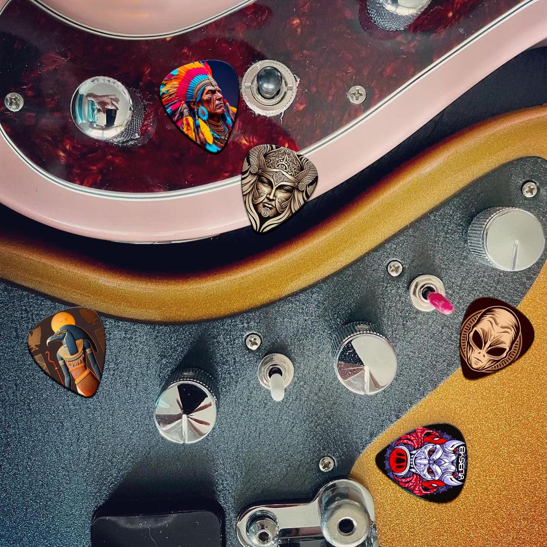 Guitar Picks,24 Pack Guitar Pick Medium Thickness,Guitar Picks Variety Pack For Electric Acoustic Guitar, Bass, Ukulele (Mix 11)