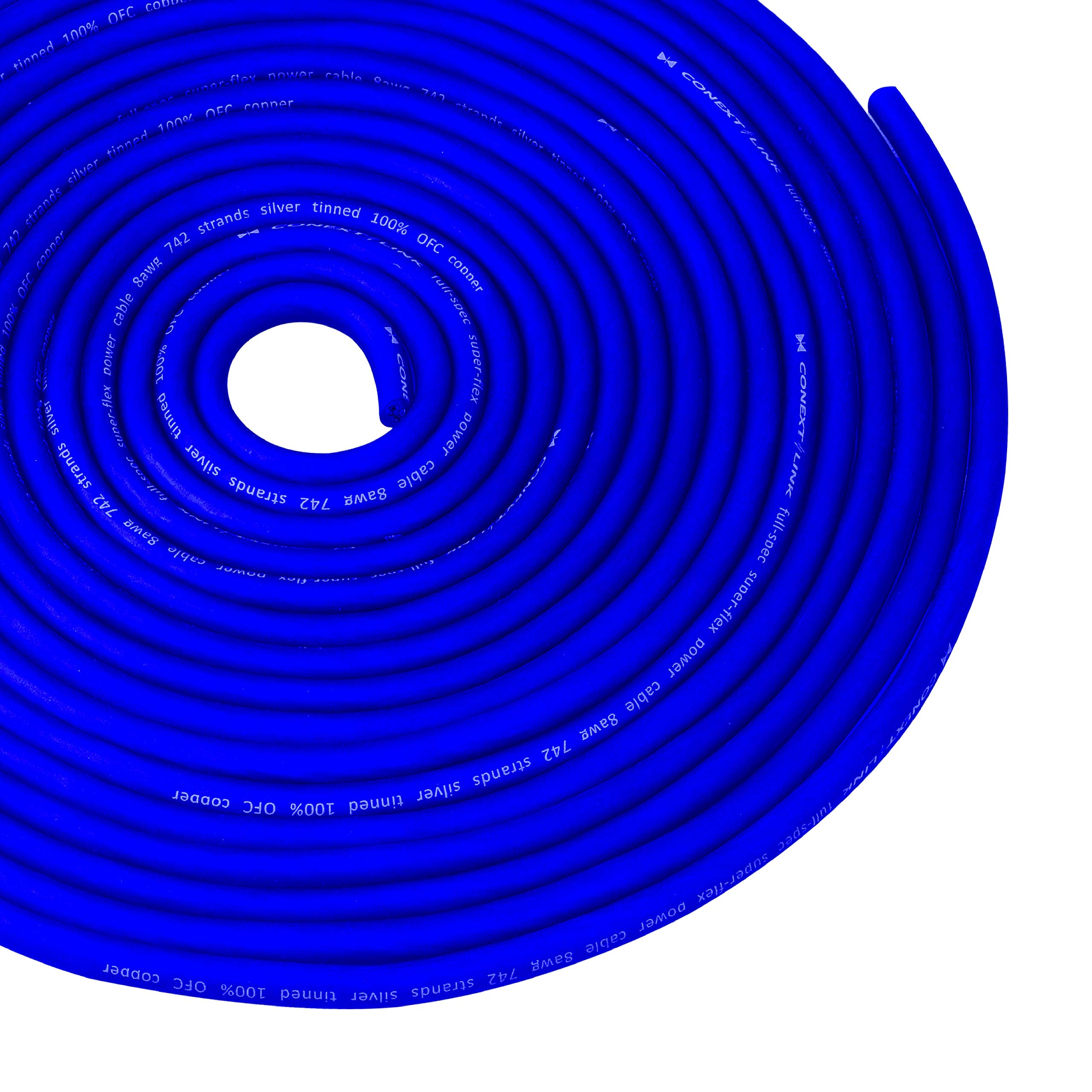 Conext Link 25 Ft 8 Awg Ga Full Gauge Battery Power Cable Ground Wire Frost Blue Ofc Copper (10136)