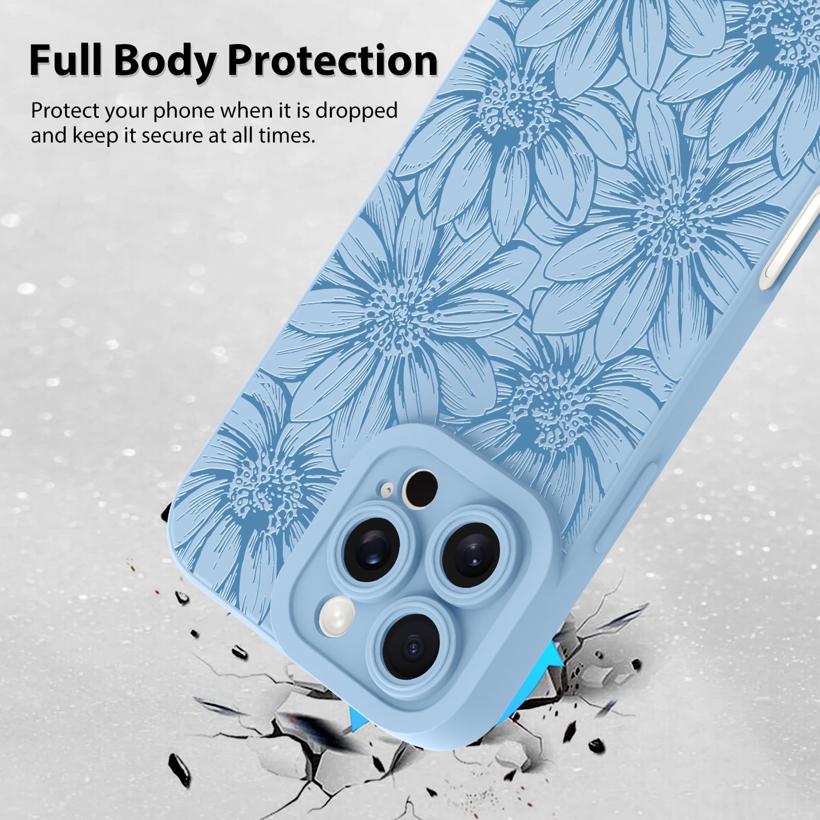 Mzelq For Iphone 16 Pro Max Case Case, Silicone Black Floral Flowers Sunflowers Cute Pattern, Camera Protection Soft Slim Phone