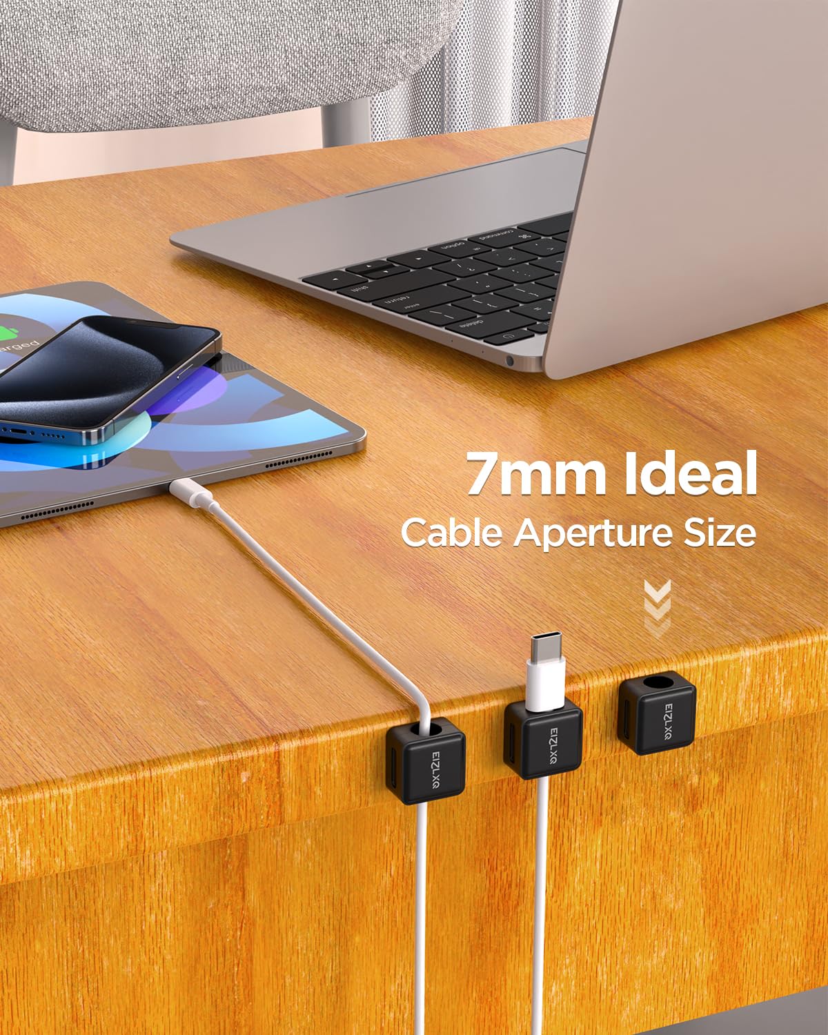 Magnetic Cord Organizer Holder,Eizlxq 8 Pack Under Desk Cable Management,Adhesive Magnetic Cable Clips For Home Office Desk Phon