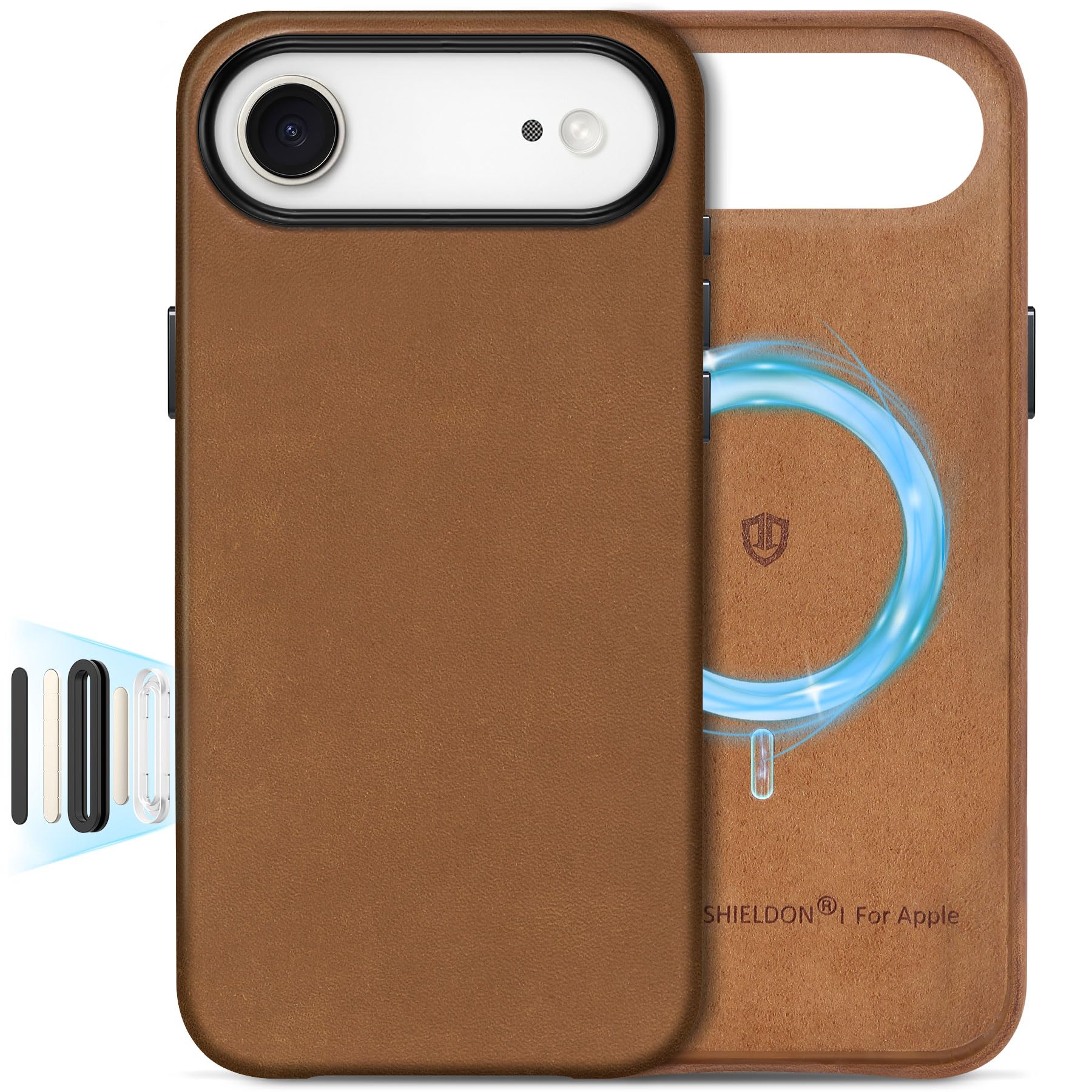 SHIELDON Top Grain Crazy Horse Leather Case for iPhone Air 6.5  2025, Compatible with Magsafe, Camera Button Updated, Magnetic W