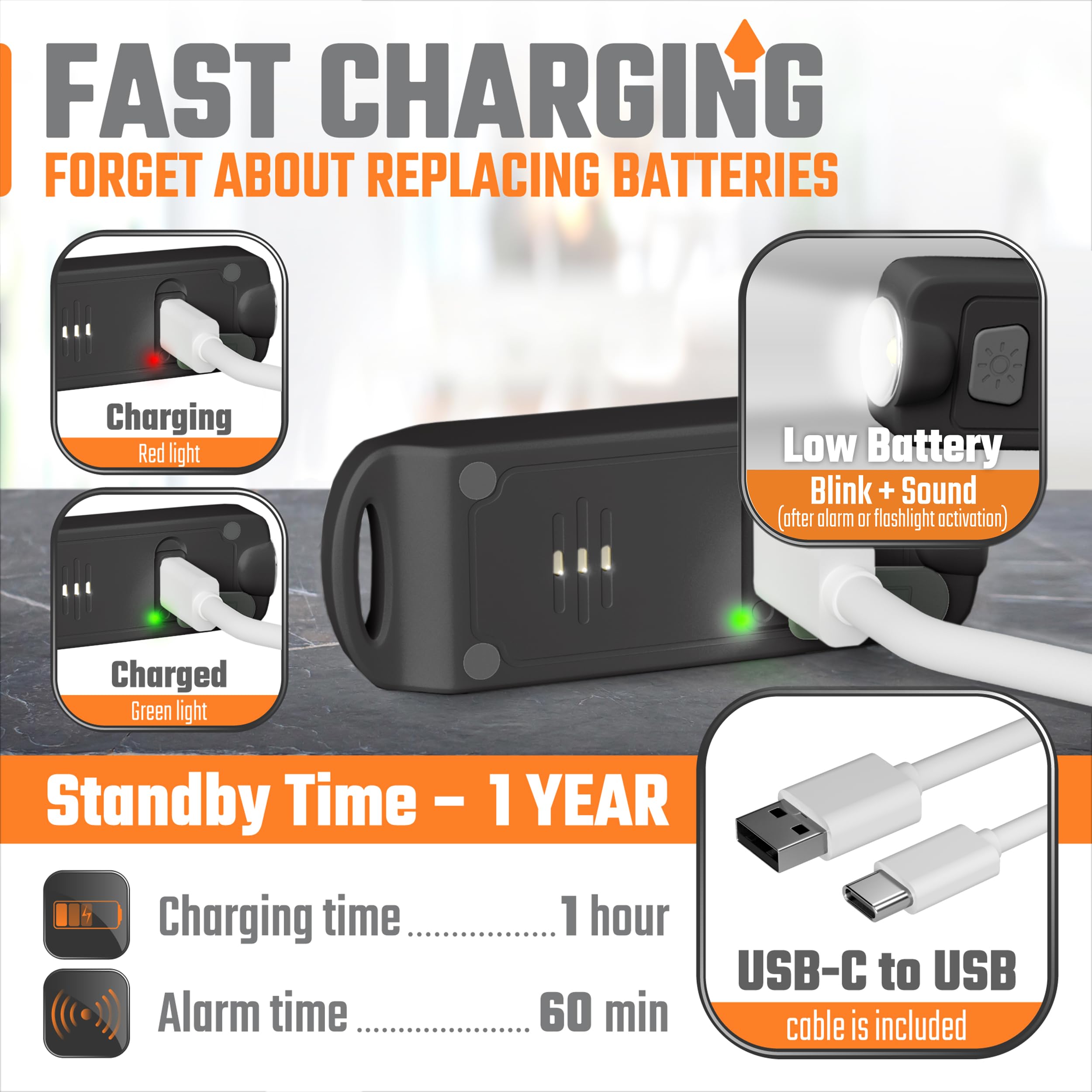 Personal Alarm Button Keychain For Women   Usb Rechargeable Waterproof Safety Siren Key Chain 130Db Security Panic Whistle With