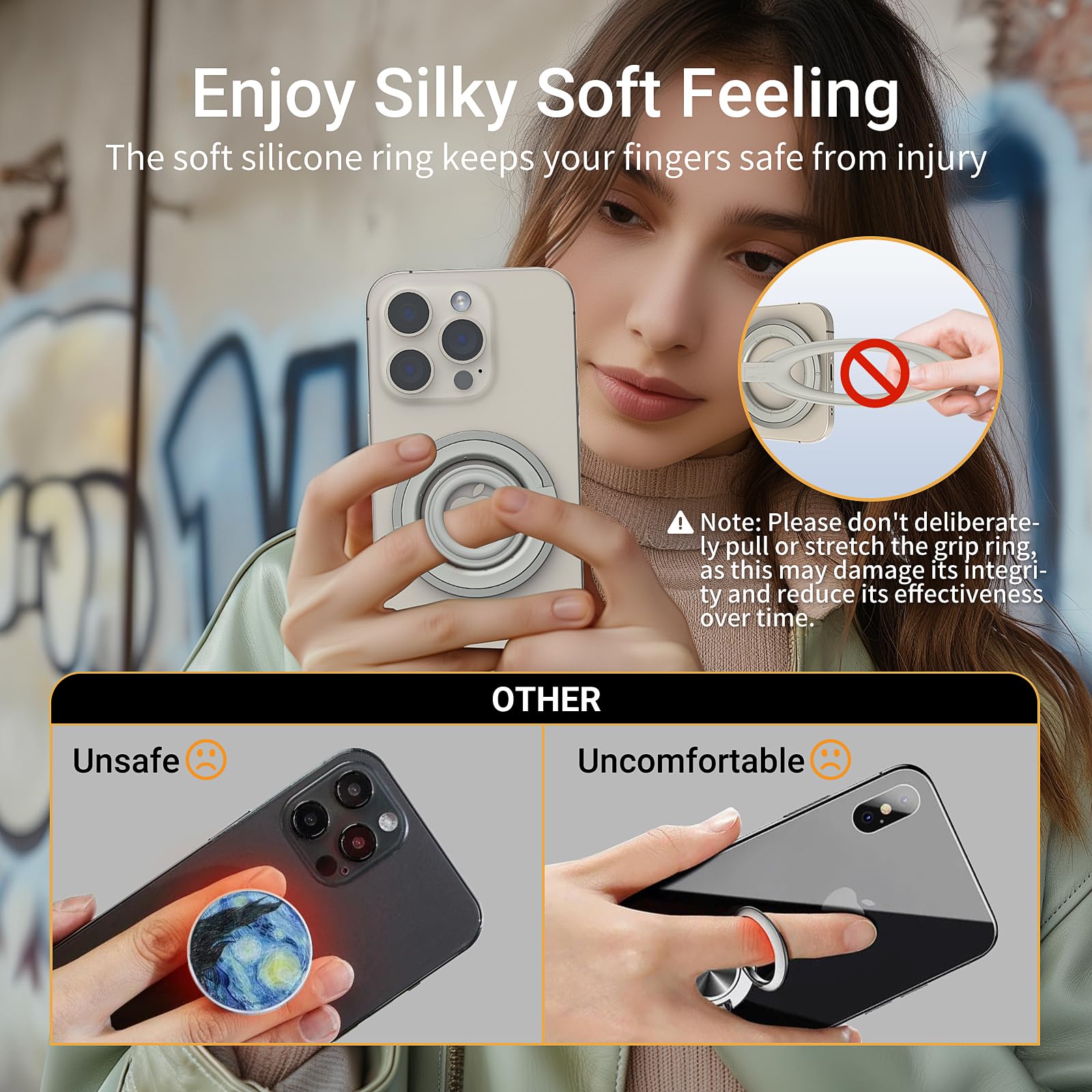 Opso Magnetic Phone Ring Holder For Magsafe, 360 Rotatable Gym Finger Ring Grip Stand, [Dual-Sided Magnet] Magnetic Phone Grip A