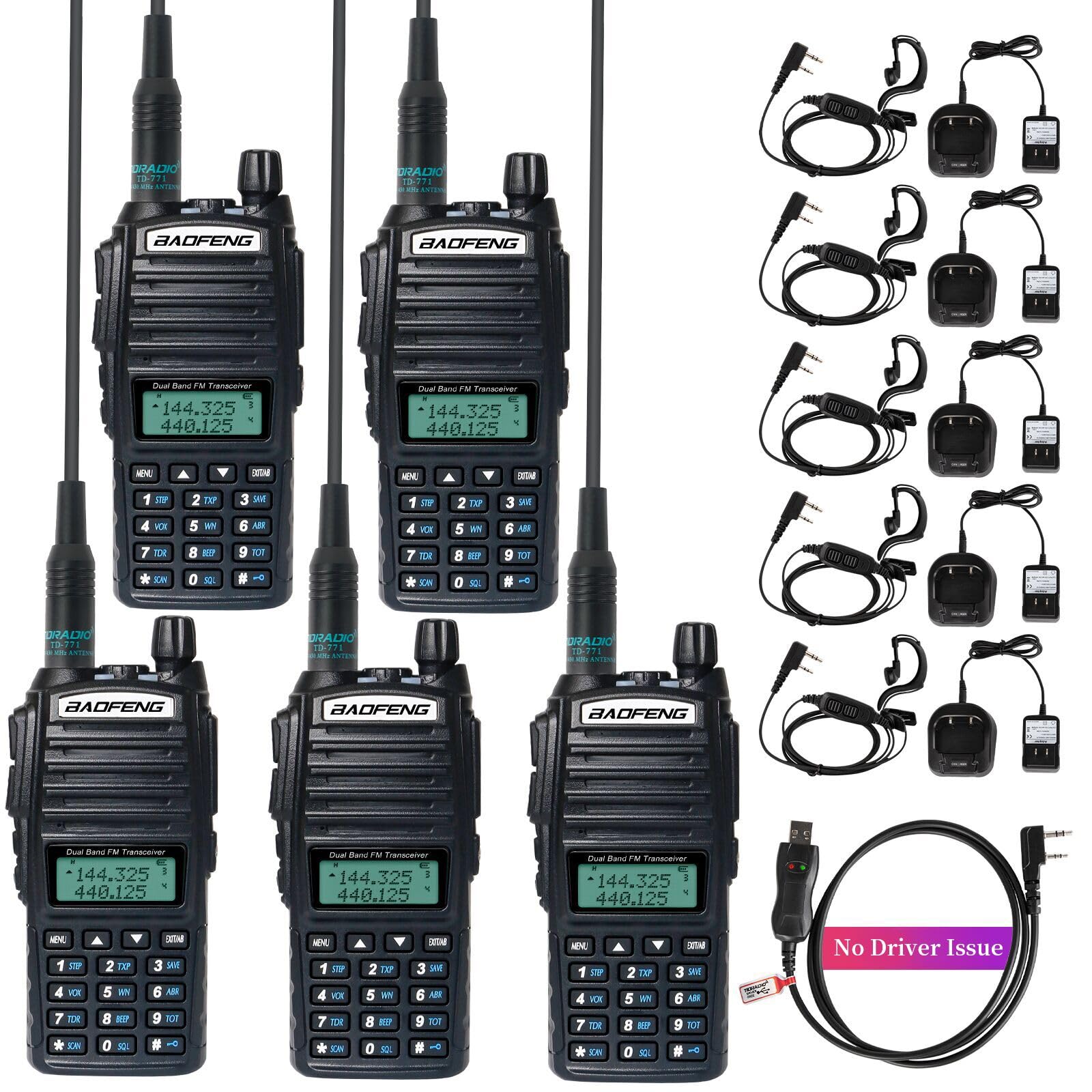 BaoFeng Radio BaoFeng UV-82 Ham Radio 144-148/420-450Mhz 2 Way Radio with FTDI Programming Cable Long Range Dual Band Two-Way Ra