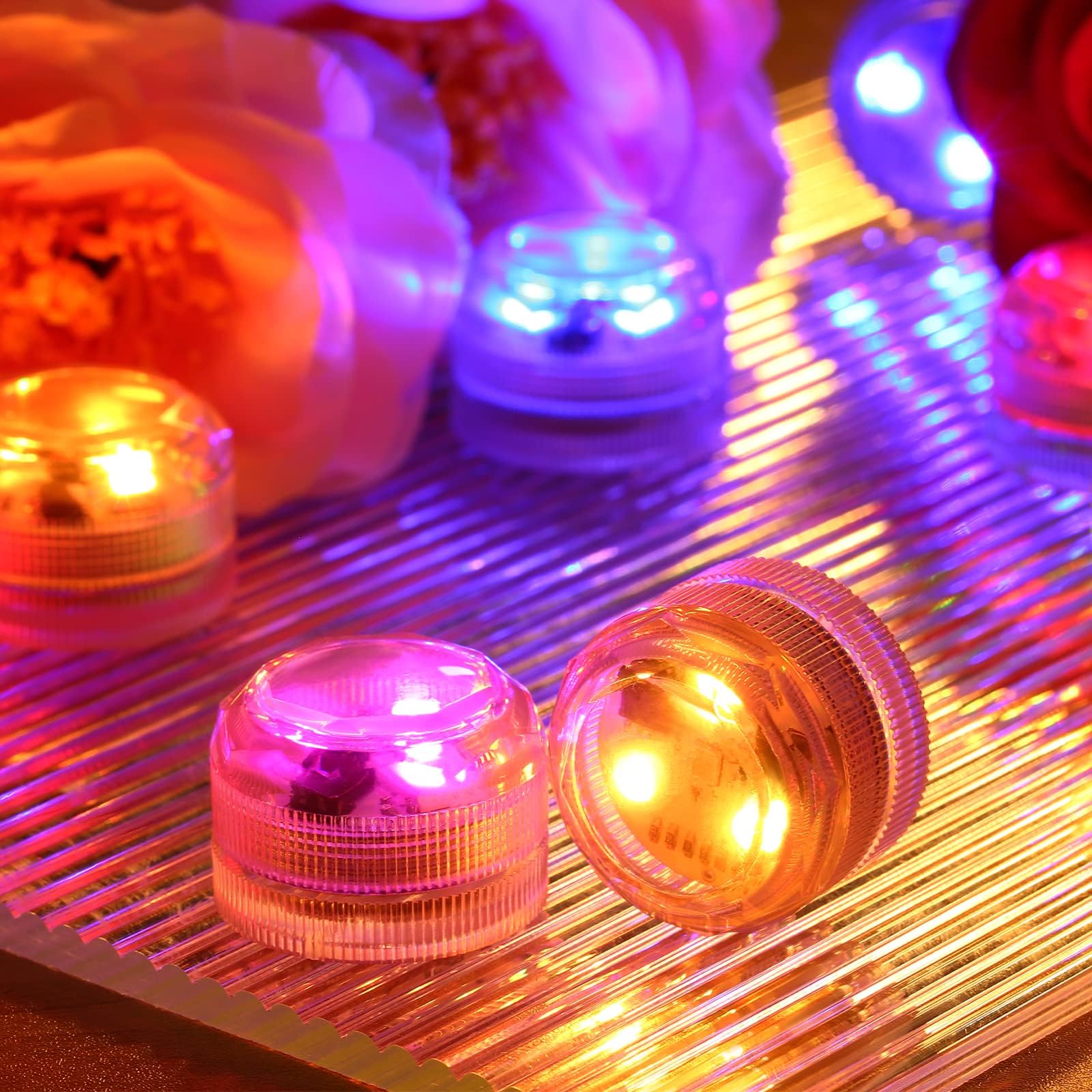 Mini Submersible Led Lights, Waterproof Led Tea Lights Candle With Remote Battery Operated,Rgb Color Changing For Vase Home Part