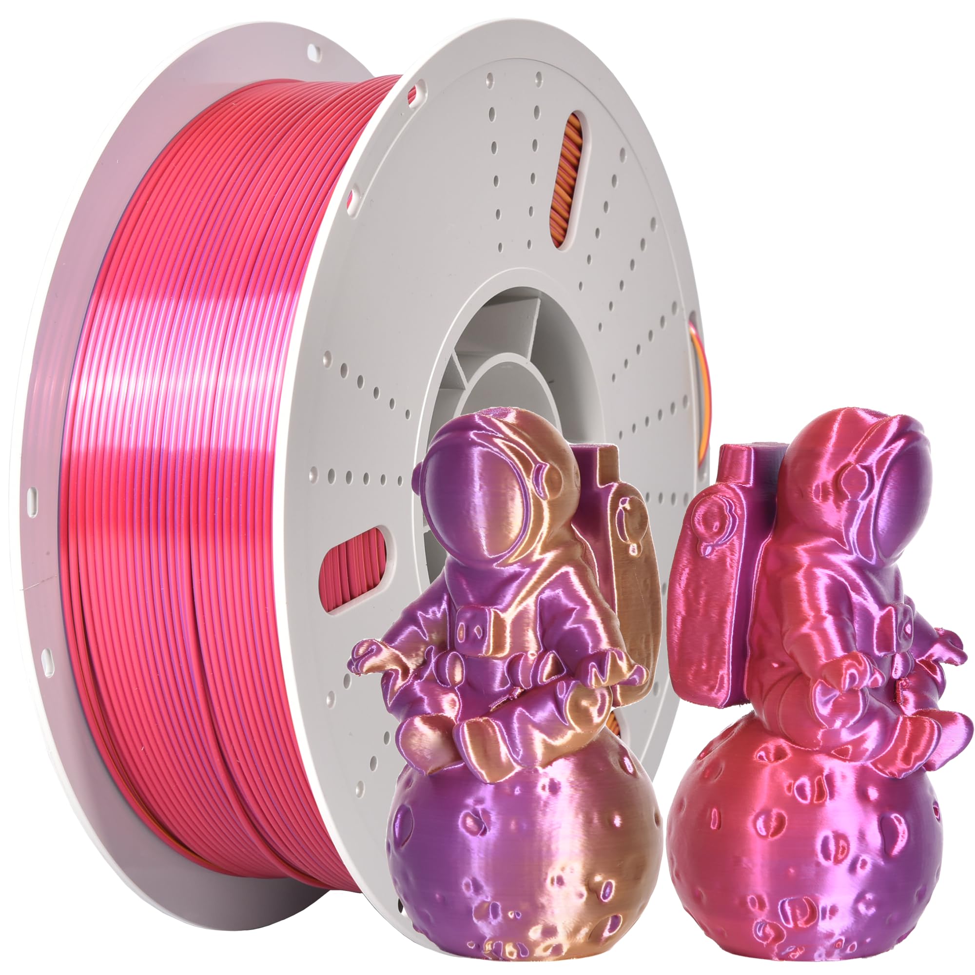 PINBALL Silk PLA Tri Color Filament 1.75mm 3D Printer Filament Coextrusion Red Gold Purple Tri-Colors Metal-Like Shiny Silk PLA 