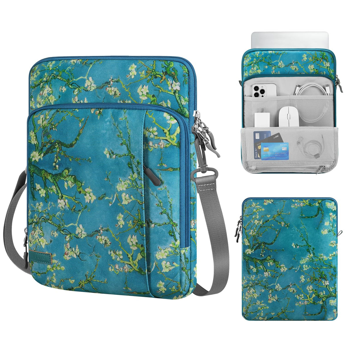 MoKo Laptop Sleeve Bag for 13.3-14 Inch, Notebook Carrying Case with Pocket Fits New MacBook Pro M3/M2 14' /13' M2/M1 Pro/M1 Max 14.2 2023-2021/Air 13.6' M2 2022, Surface Pro 9/8 13', Apricot Flower