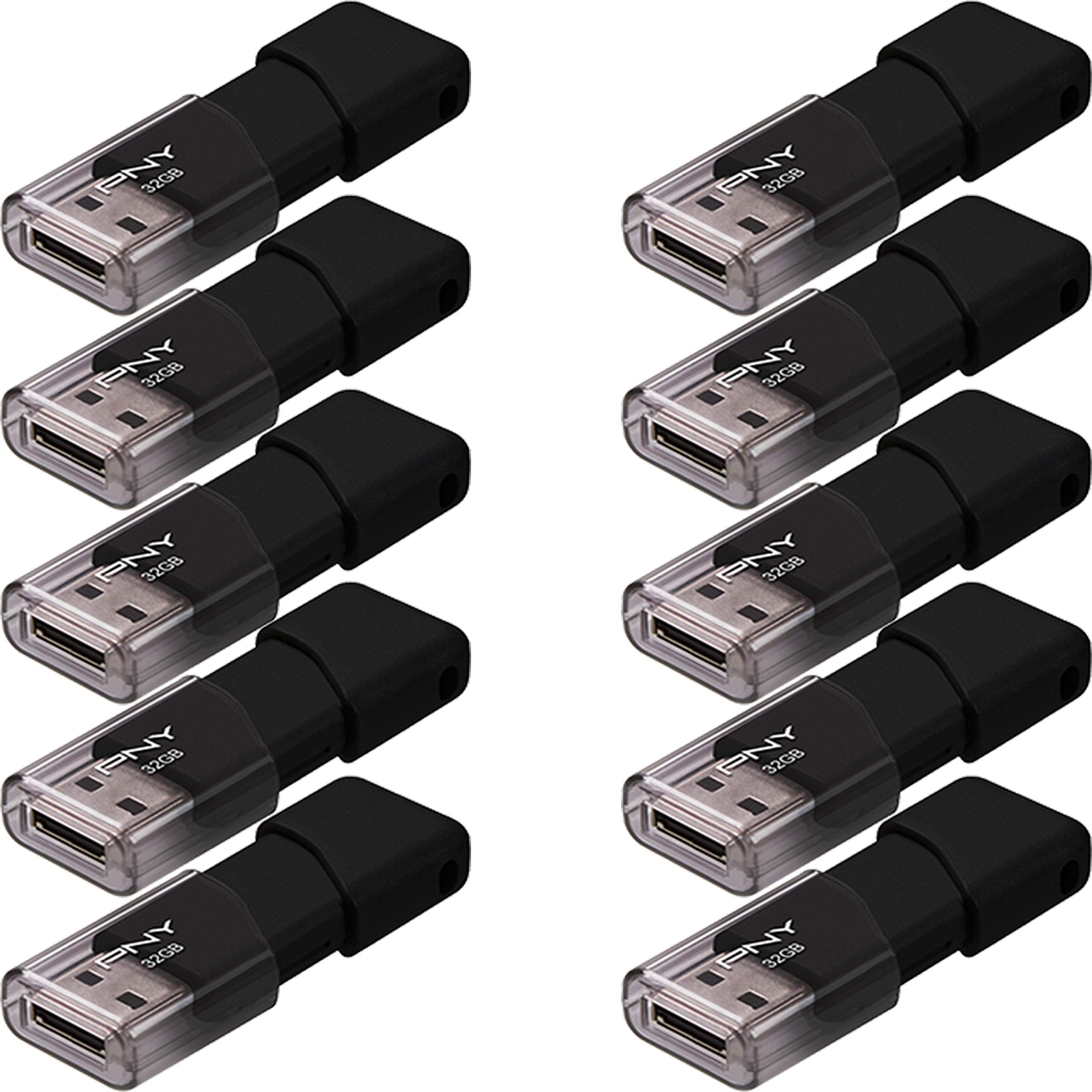 PNY PFD32GX10ATT03MP 32GB Attach 3 USB 2.0 Flash Drive, 10Pack,Black