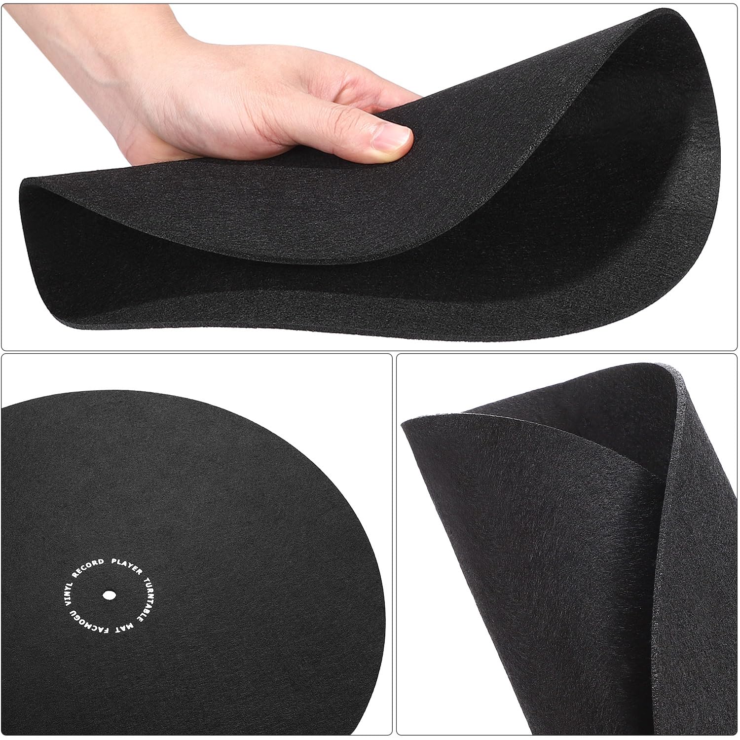 Facmogu 12 Inch Wool Turntable Slipmat, Anti Vibration Record Platter Mat For Phonograph Lp Vinyl Player