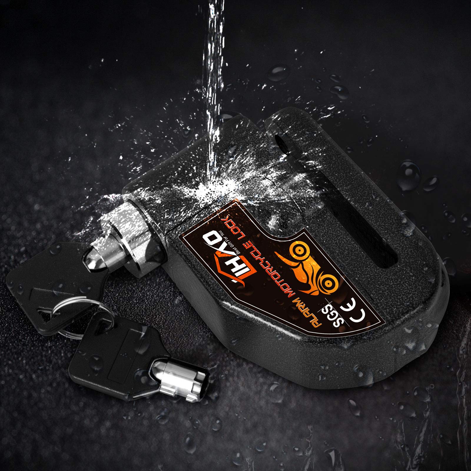 LIHAO Motorcycle Disc Lock - Waterproof Anti-Theft Brake Alarm Lock for Bikes & Scooters, Black