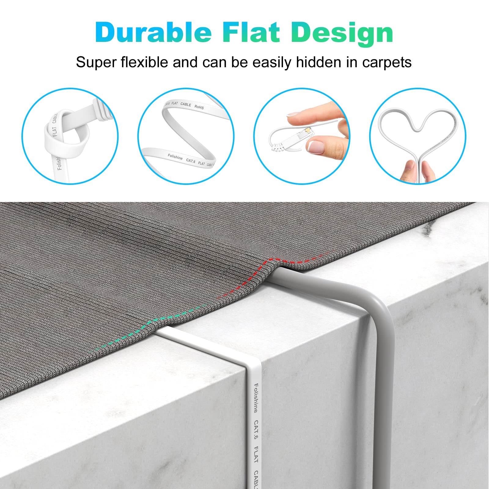 Ethernet Cable 100 Ft, High Speed Cat 6E/Cat 6 Long Ethernet Cable With Snagless Rj45 Connector, High Speed Patch Cord Than Cat5