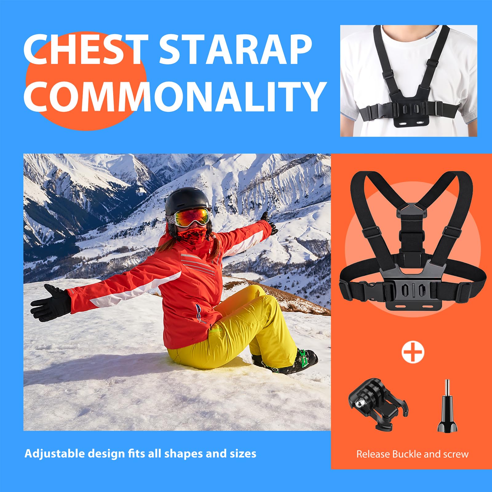 Hongdak 70In1 Upgrade Action Camera Accessories Kit Compatible With Gopro Hero 13 12 11 10 9 8 7 6 5 4 3 3+ Max 11 Mini Insta360