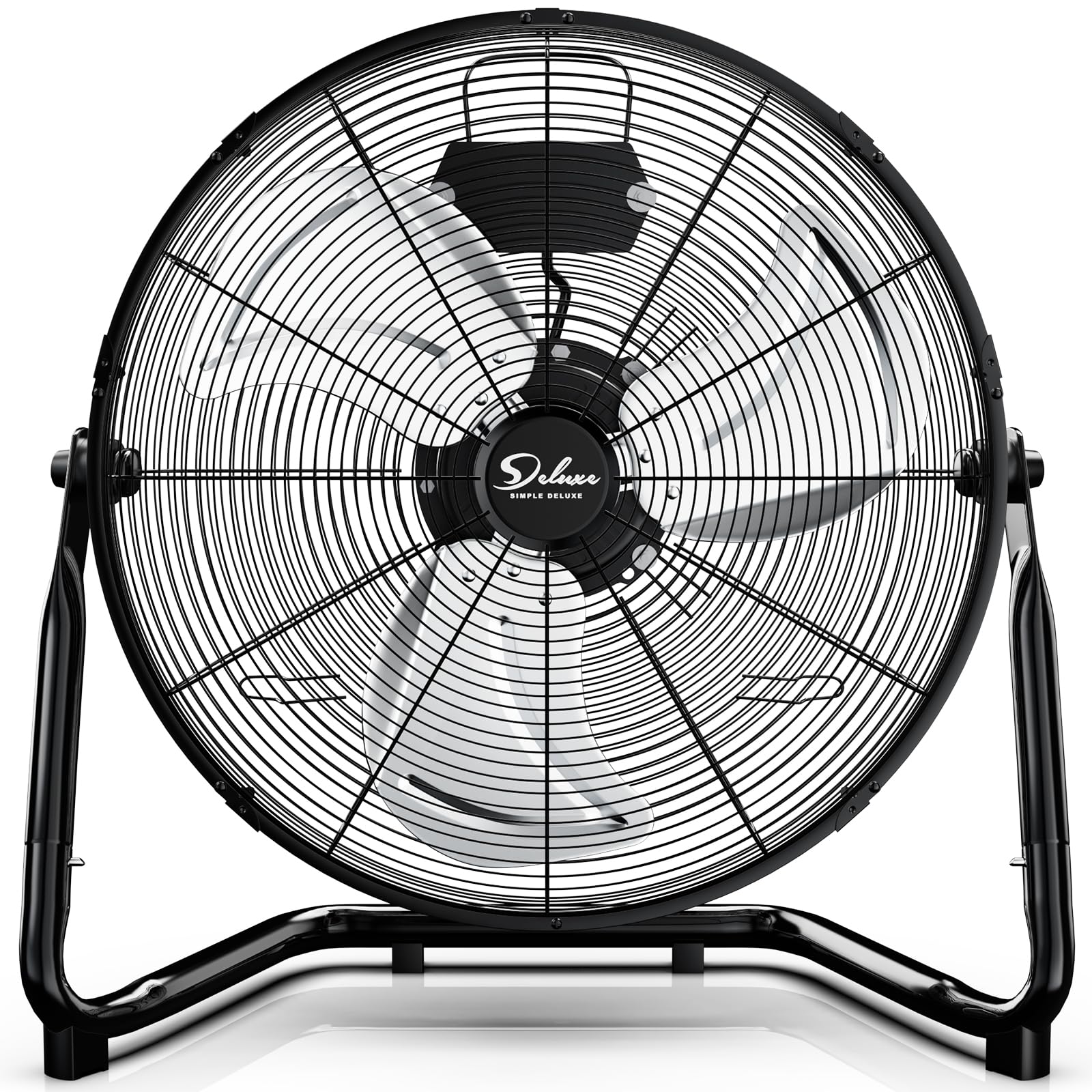 Simple Deluxe 20 Inch 3 Speed High Velocity Heavy Duty Metal Industrial Floor Fans, Black, 1 Pack