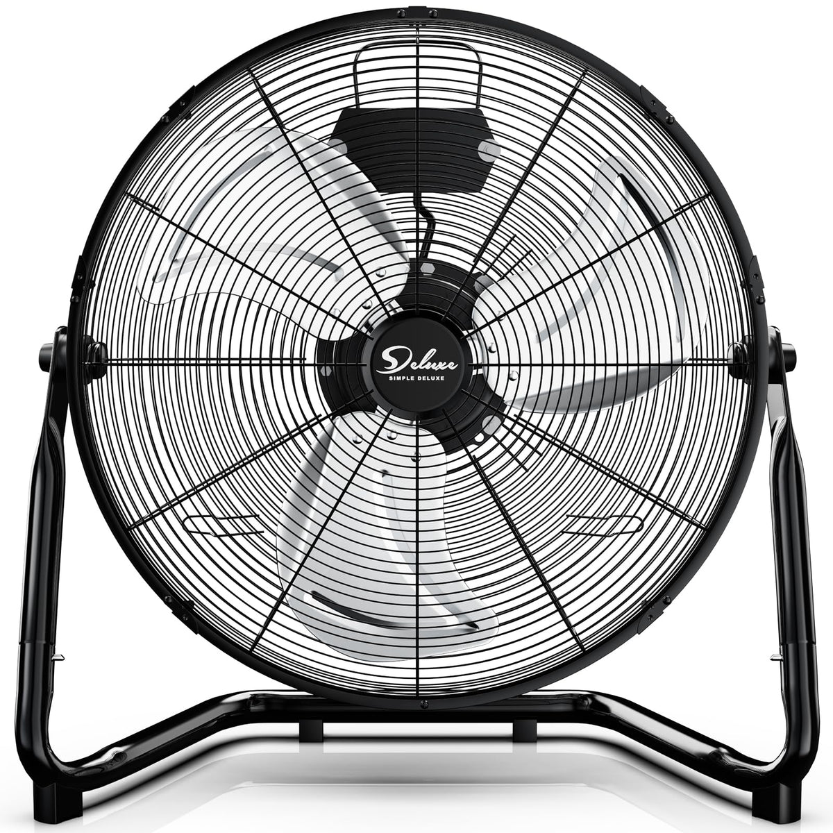 Simple Deluxe 20 Inch 3 Speed High Velocity Heavy Duty Metal Industrial Floor Fans, Black, 1 Pack
