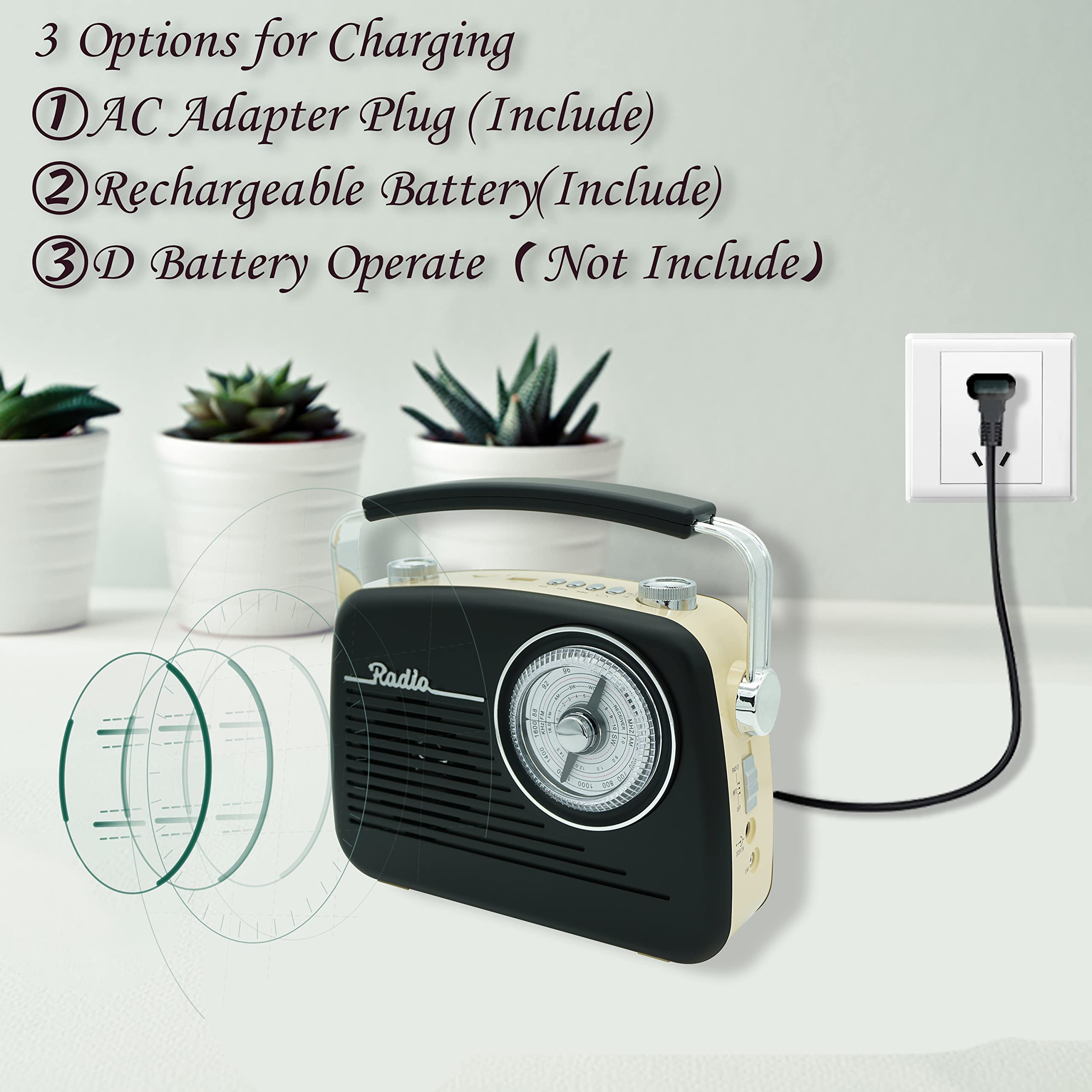 Wenpzeray D 216 Am Fm Sw Band Radio Portable Retro Transistor Receiver Speaker Ac Power Battery Operated With Headphone Jack Tf