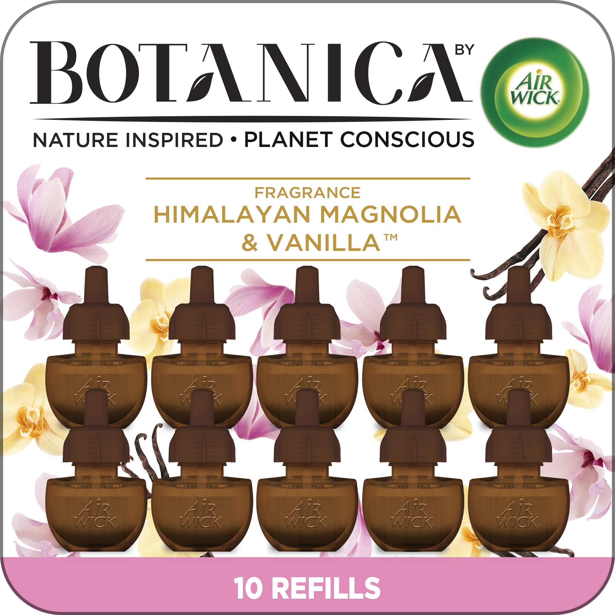 Botanica By Air Wick Plug In Scented Oil, 10 Refills, Himalayan Magnolia And Vanilla, Air Freshener, Eco Friendly, Essential Oil