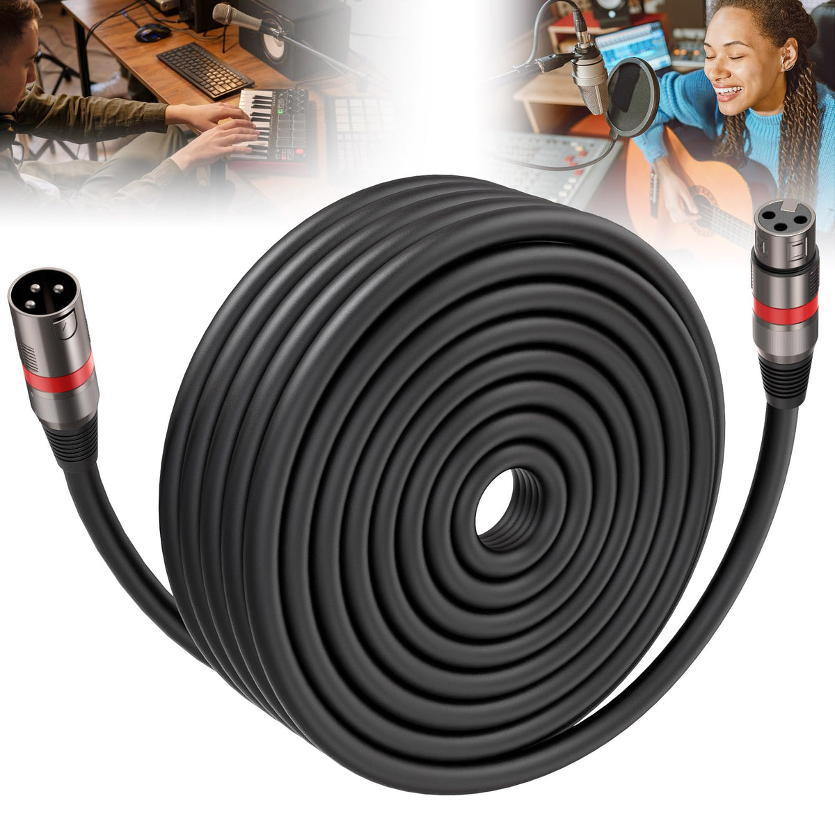 Xlr Cables 100Ft/30M 1 Packs, Premium Heavy Duty Balanced Microphone Cable With 3 Pin Xlr Male To Female Microphone Cord Connect
