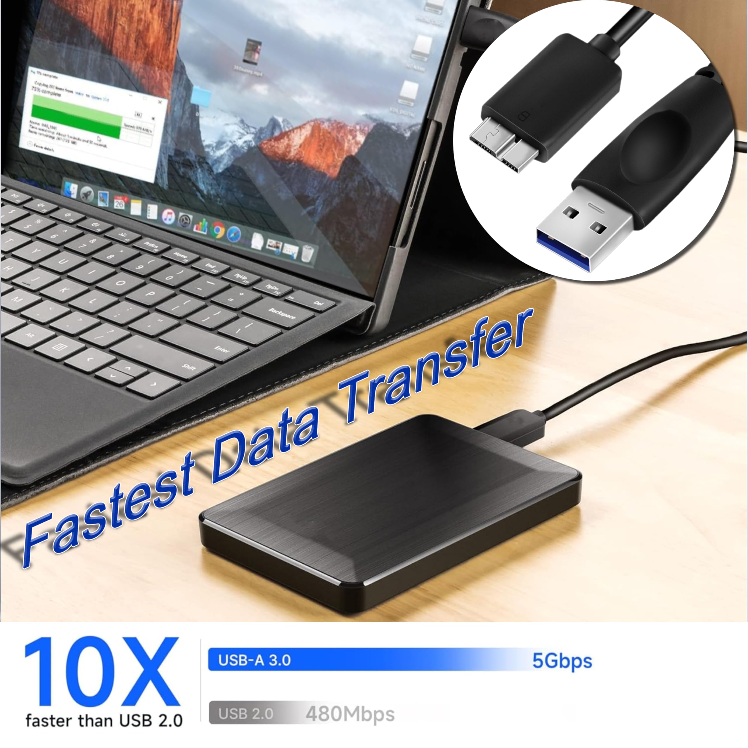 Saitech It Usb 3.0 Cable A To Micro B High Speed Upto 5 Gbps Data Transfer Cable For Portable External Hard Drive Cable (Saitech