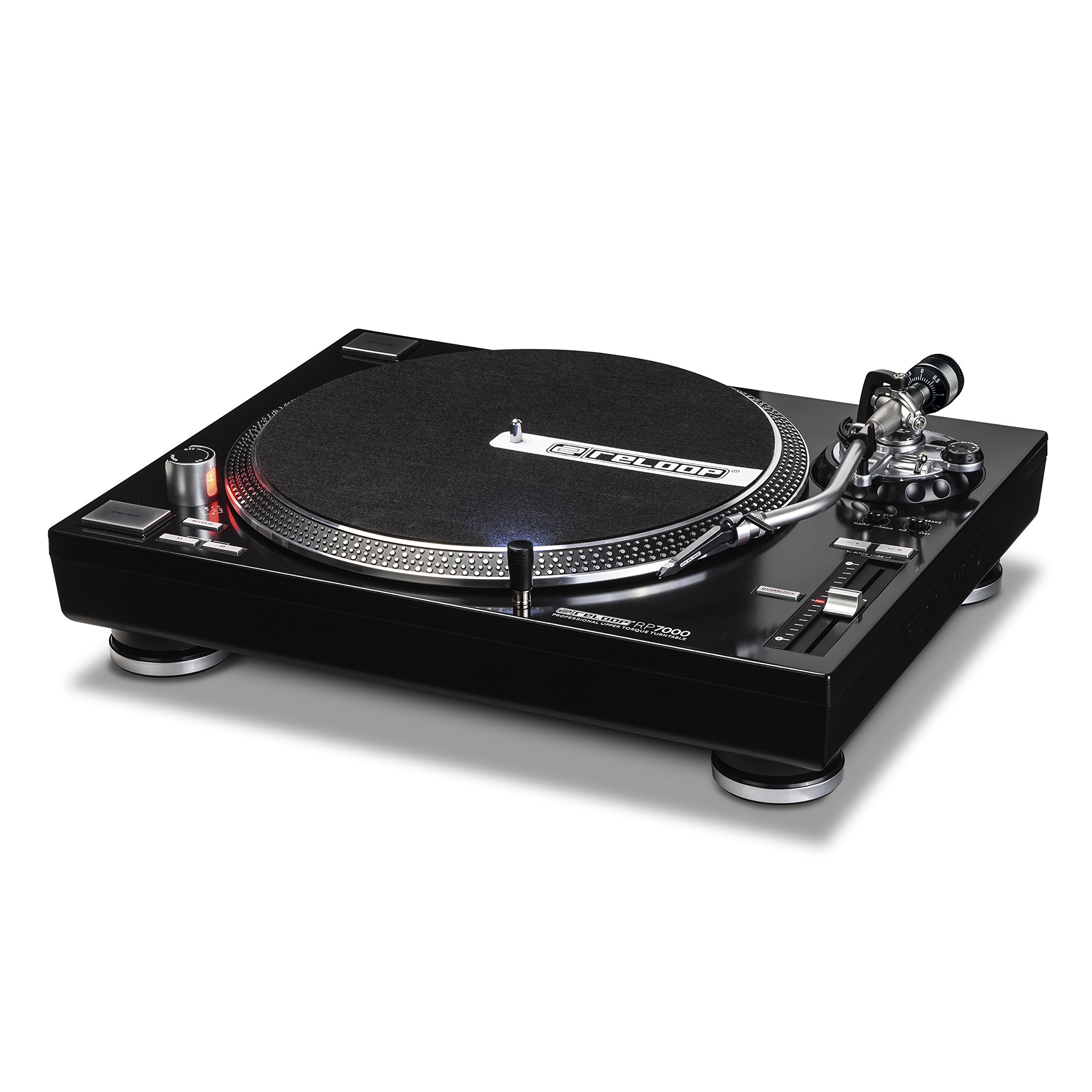 Reloop Rp 7000 Quartz Driven Dj Turntable With Upper Torque Direct Drive, Black